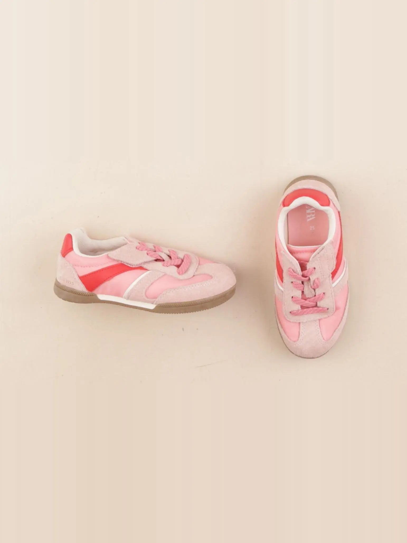Zara - tennis à scratch/ lacets rose - pointure 25