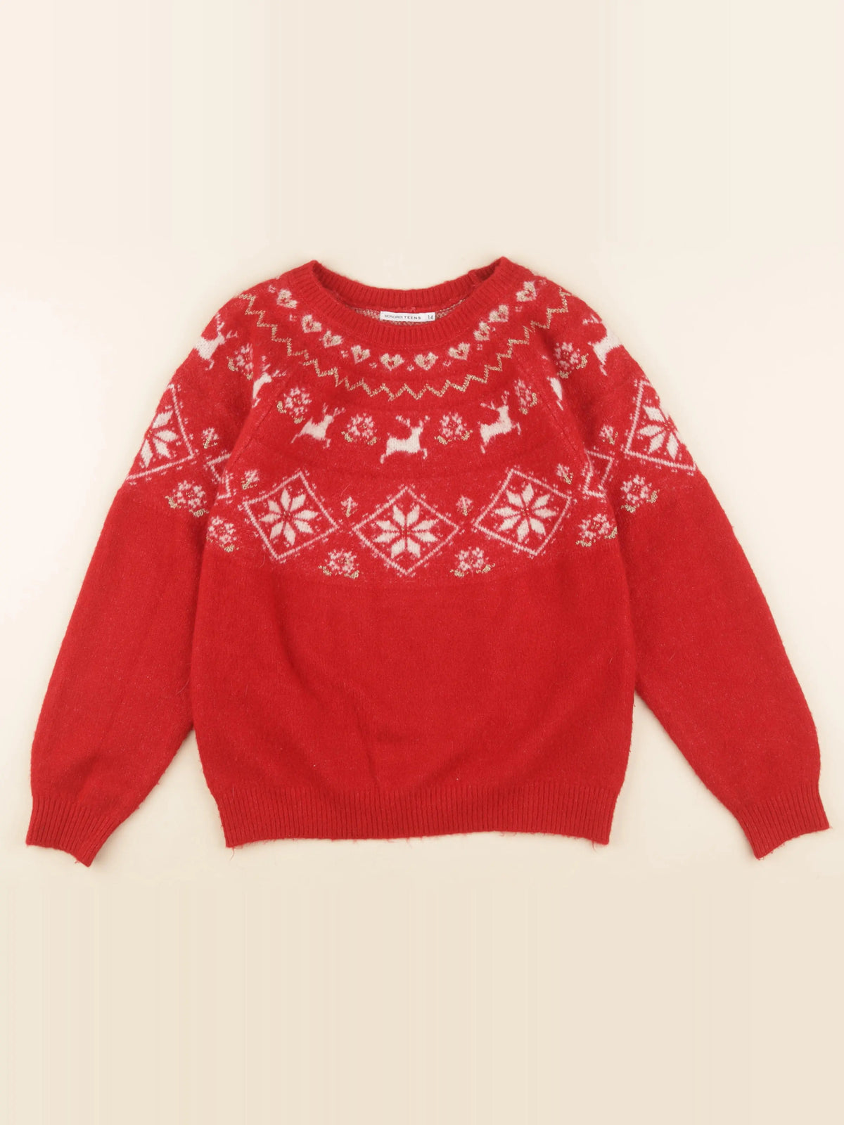 Monoprix - pull rouge - 14 ans