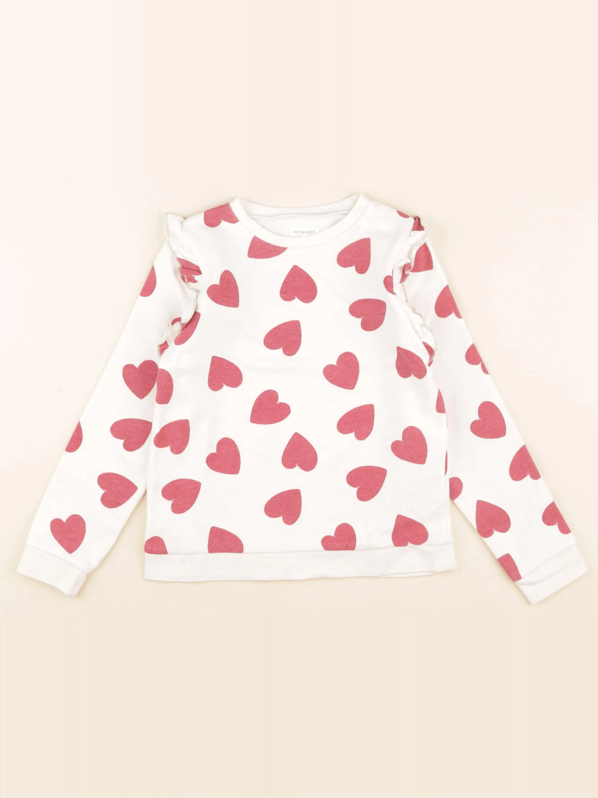 Vertbaudet - sweat blanc, rouge - 8 ans