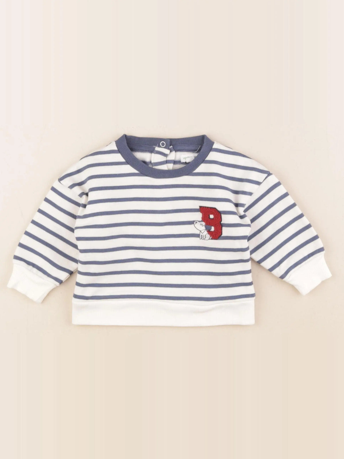 Vertbaudet - sweat bleu, blanc - 6 mois