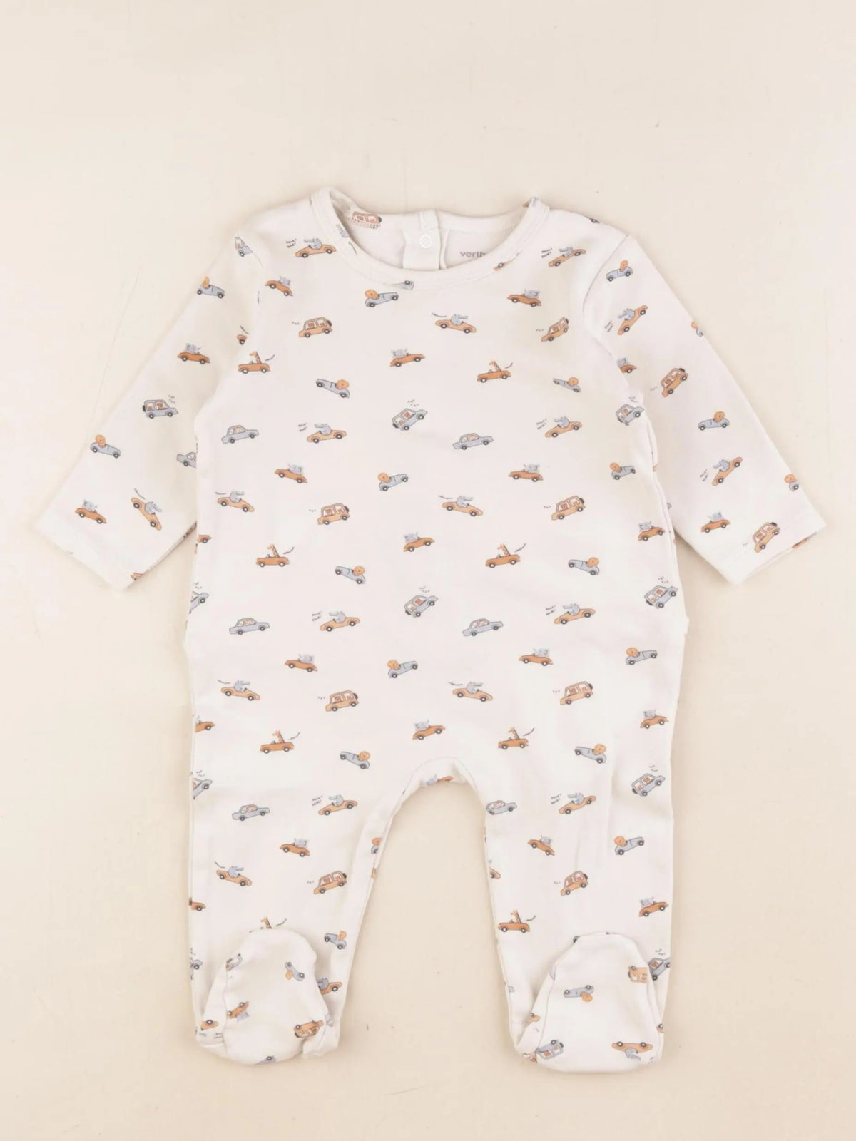 Vertbaudet - pyjama coton beige - 6 mois