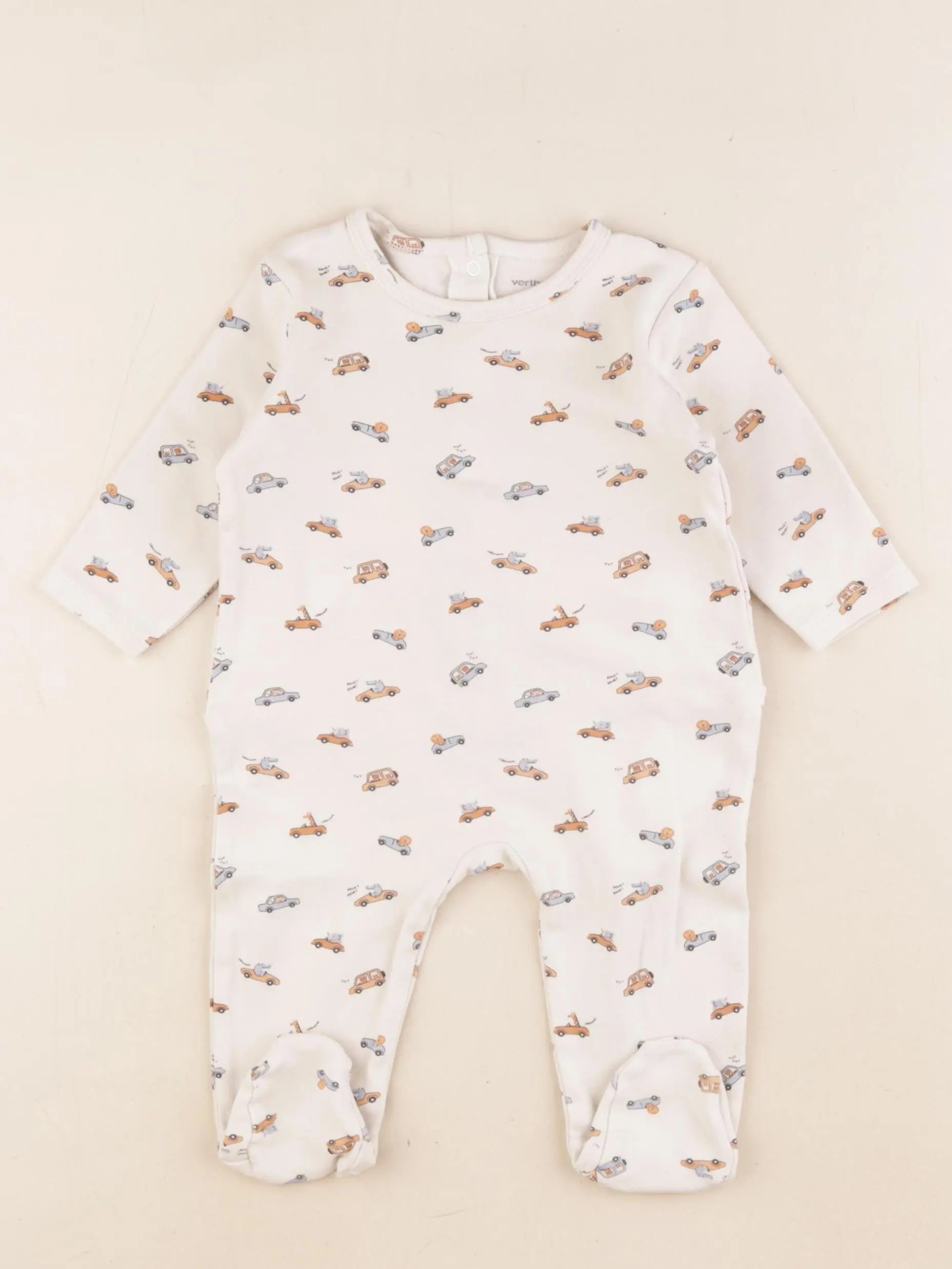 Vertbaudet - pyjama coton beige - 6 mois