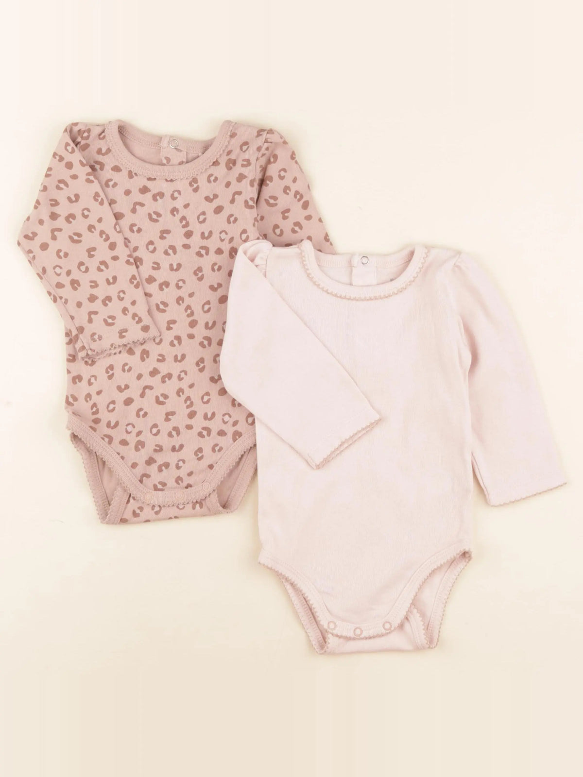 Boutchou - lot de 2 bodies en coton marron, rose - 6 mois