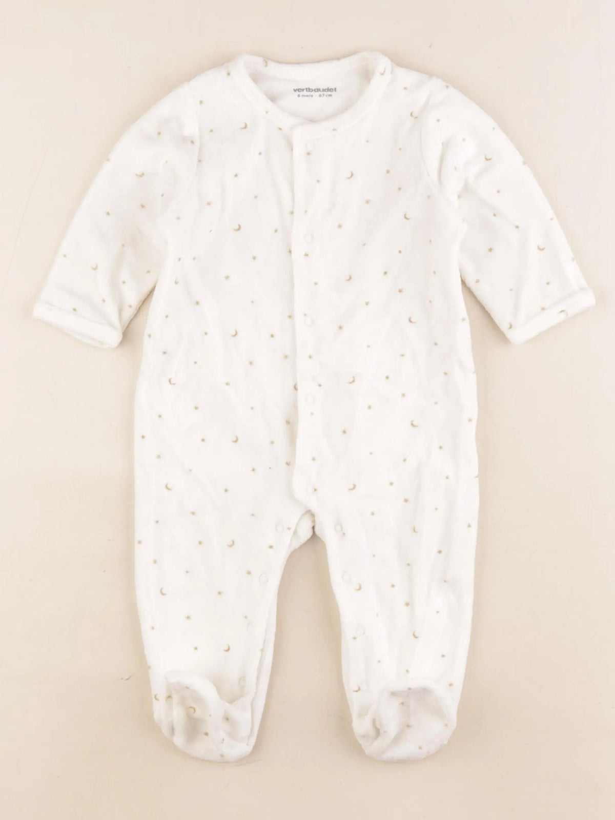 Vertbaudet - pyjama velours beige - 6 mois