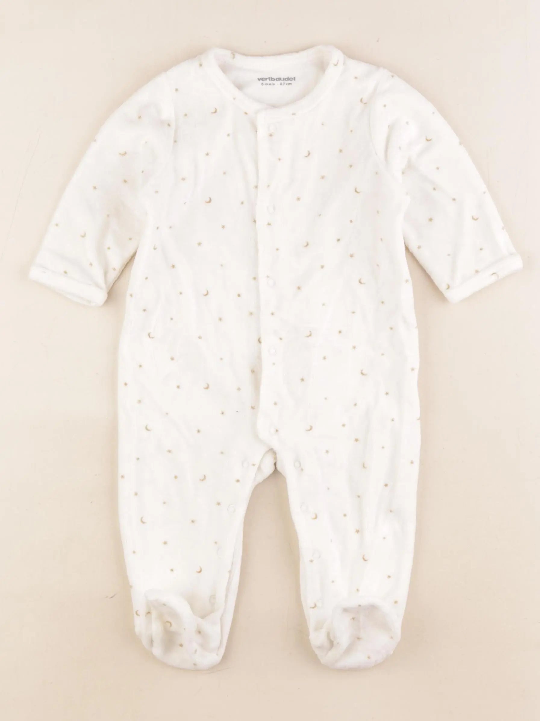 Vertbaudet - pyjama velours beige - 6 mois