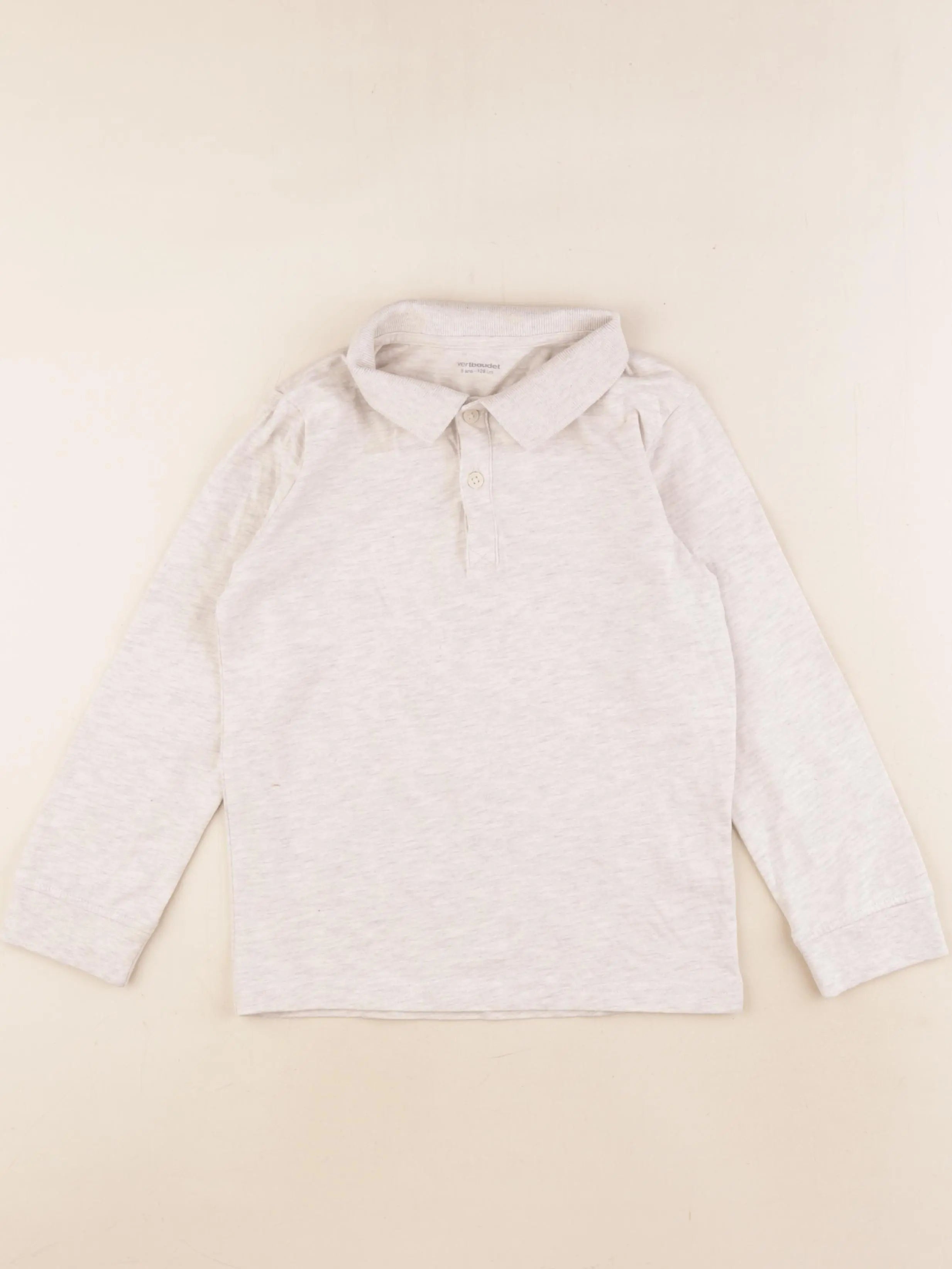 Vertbaudet - polo gris - 8 ans