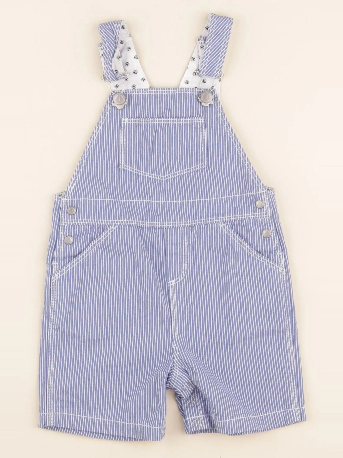Petit Bateau - salopette blanc, bleu - 12 mois