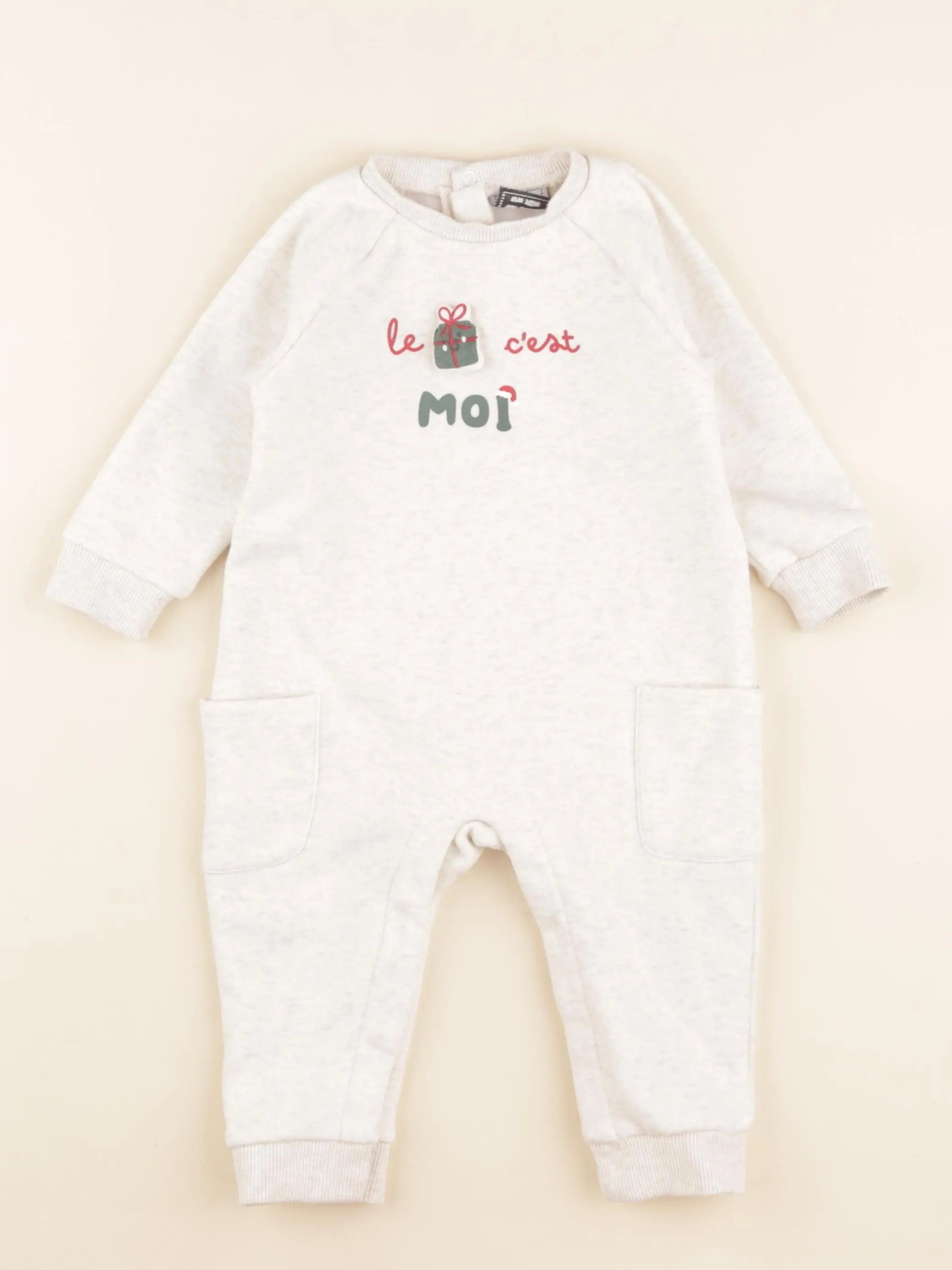 Tape à l'oeil - pyjama coton blanc, gris - 12 mois