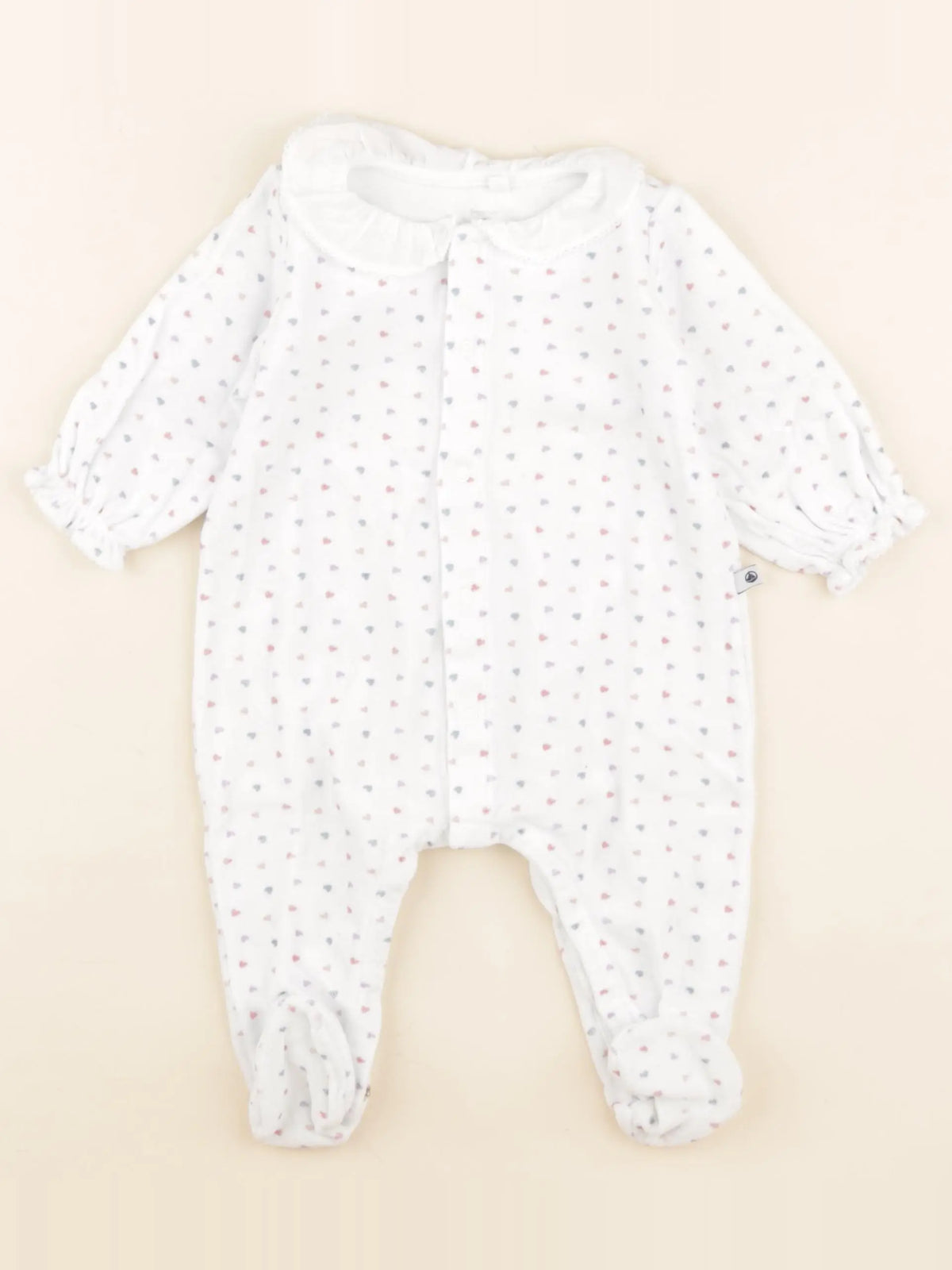 Petit Bateau - pyjama velours blanc - 6 mois
