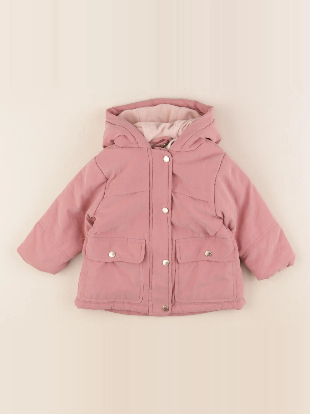 Vertbaudet - manteau doublure amovible rose - 9 mois
