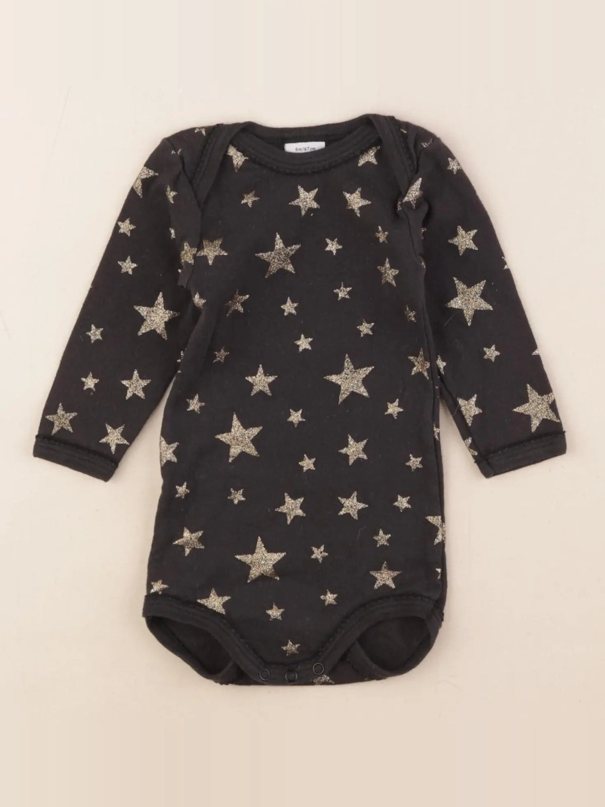 Petit Bateau - body noir, or - 6 mois