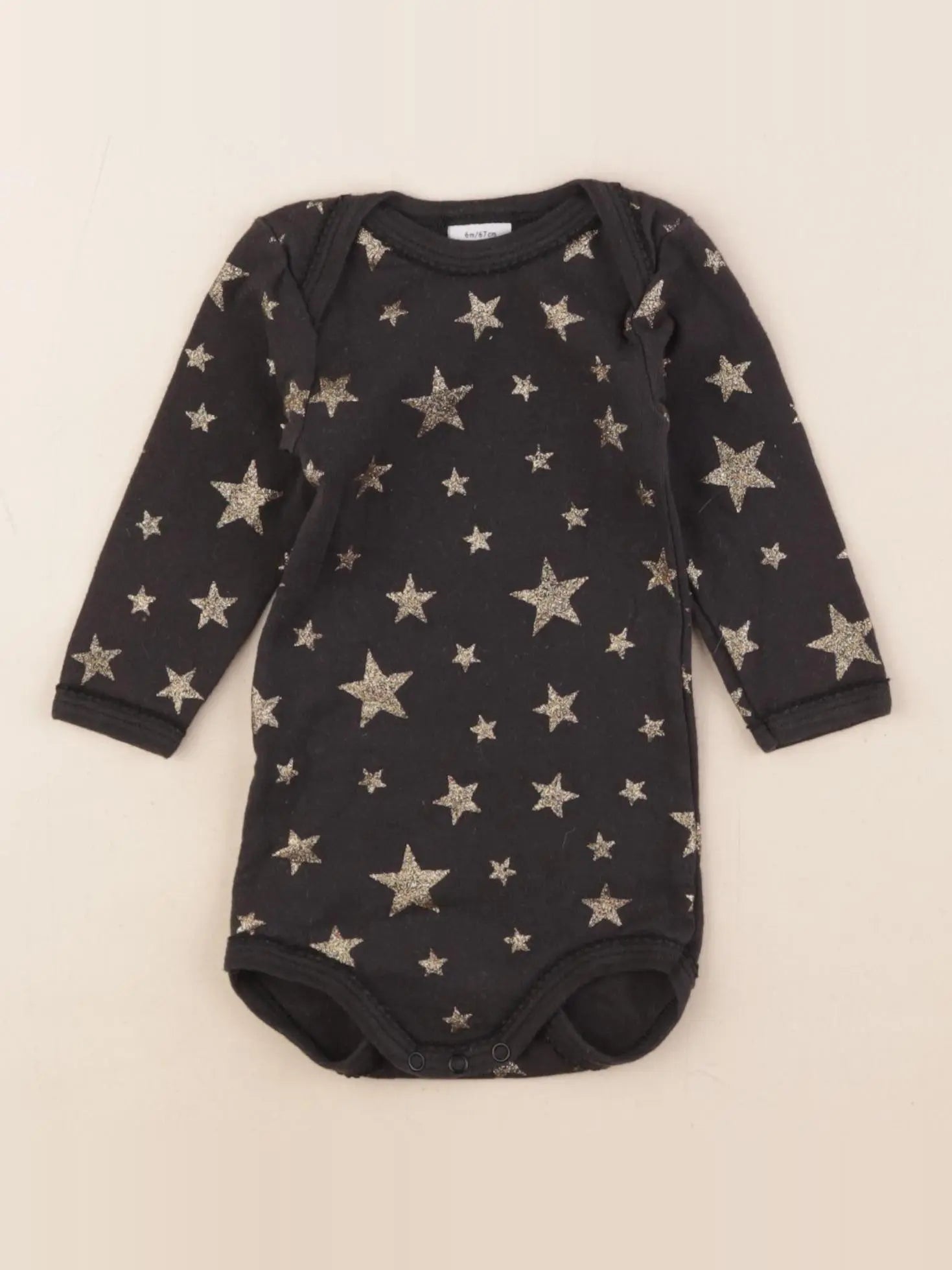 Petit Bateau - body noir, or - 6 mois
