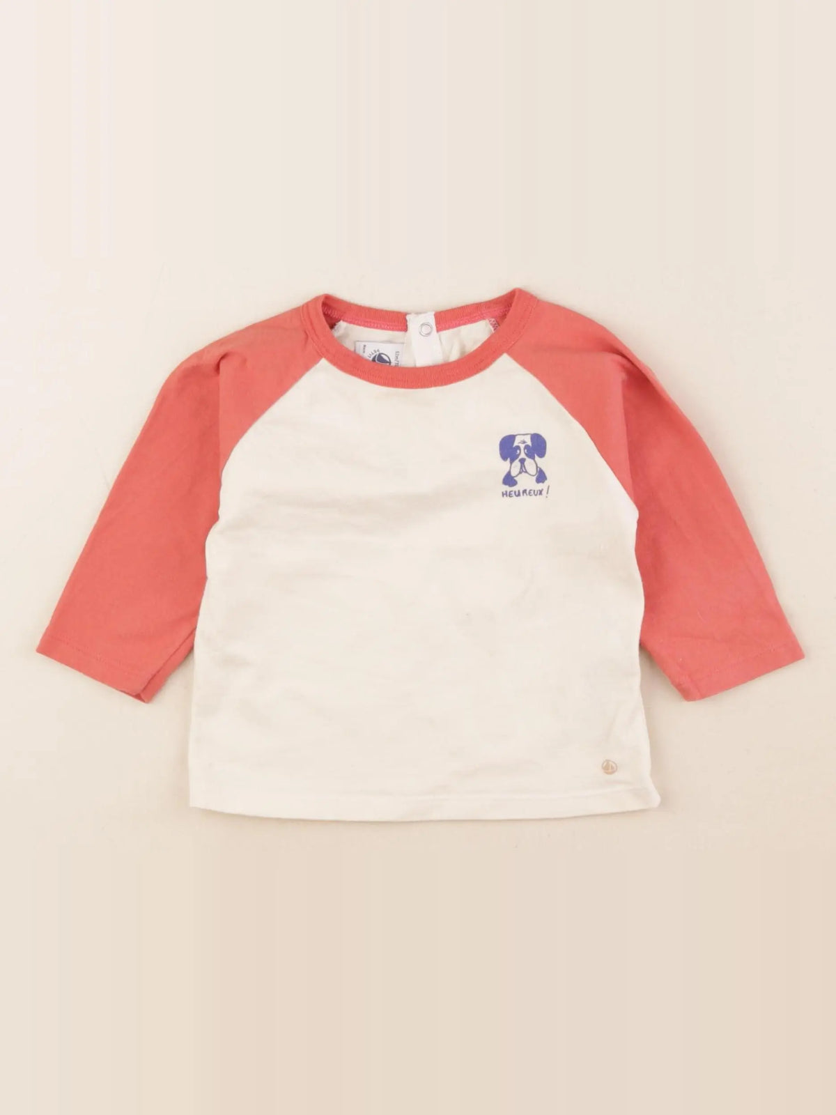 Petit Bateau - tee-shirt beige, orange - 12 mois