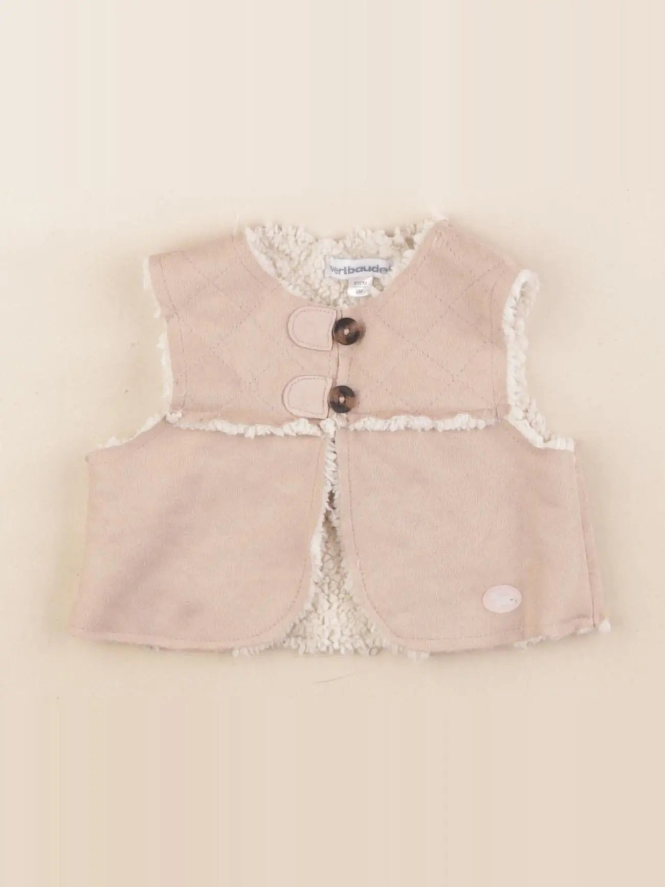 Vertbaudet - gilet beige - 6 mois