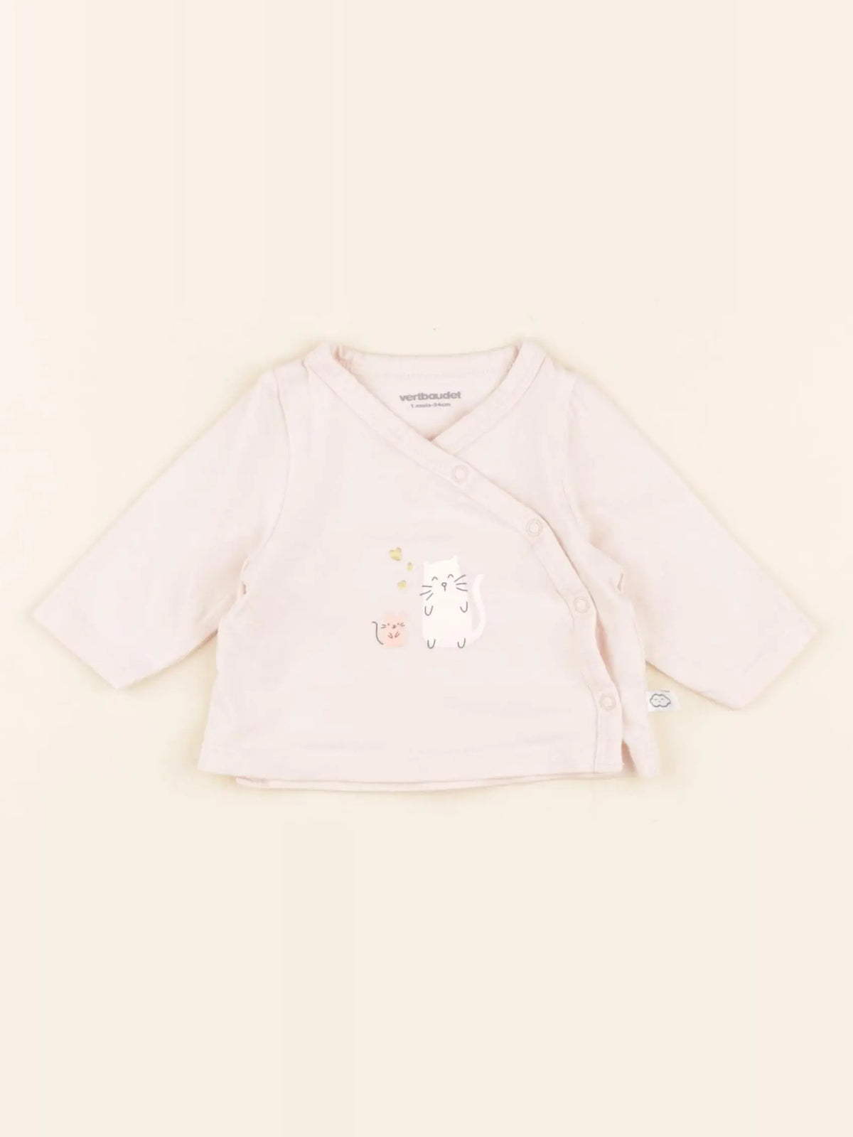 Vertbaudet - tee-shirt rose - 1 mois