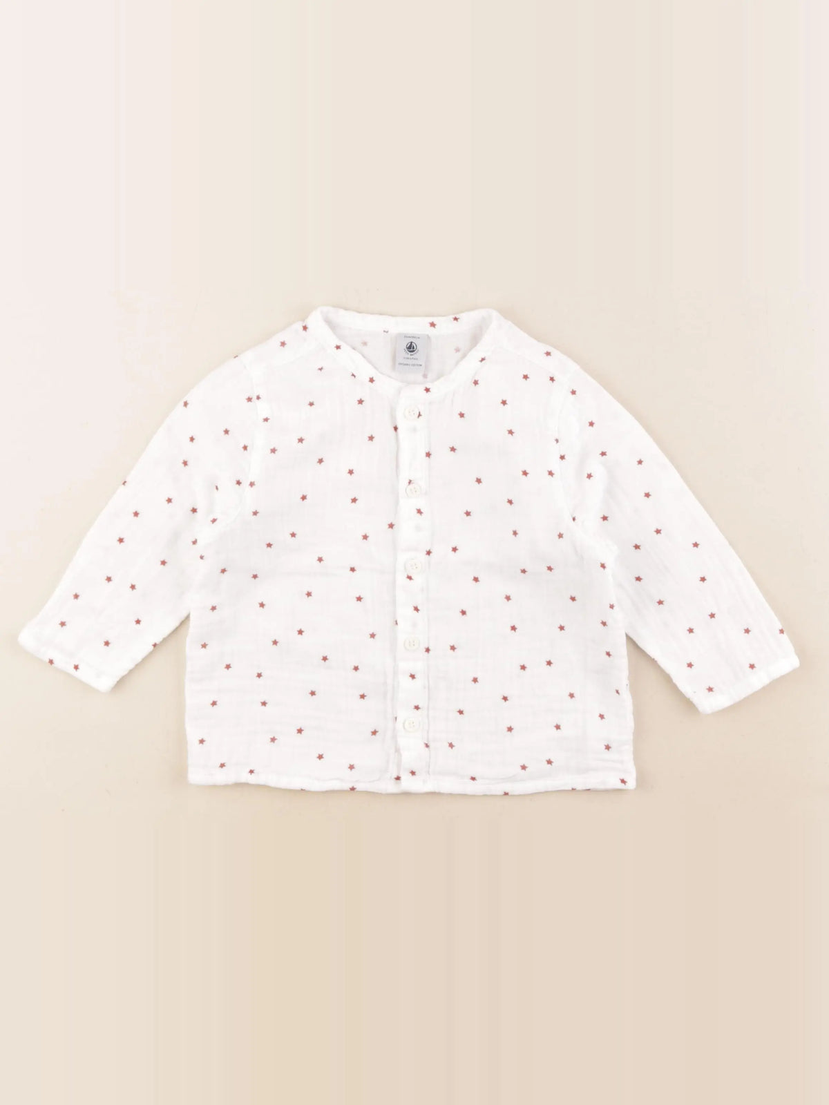 Petit Bateau - chemise blanc, rouge - 24 mois