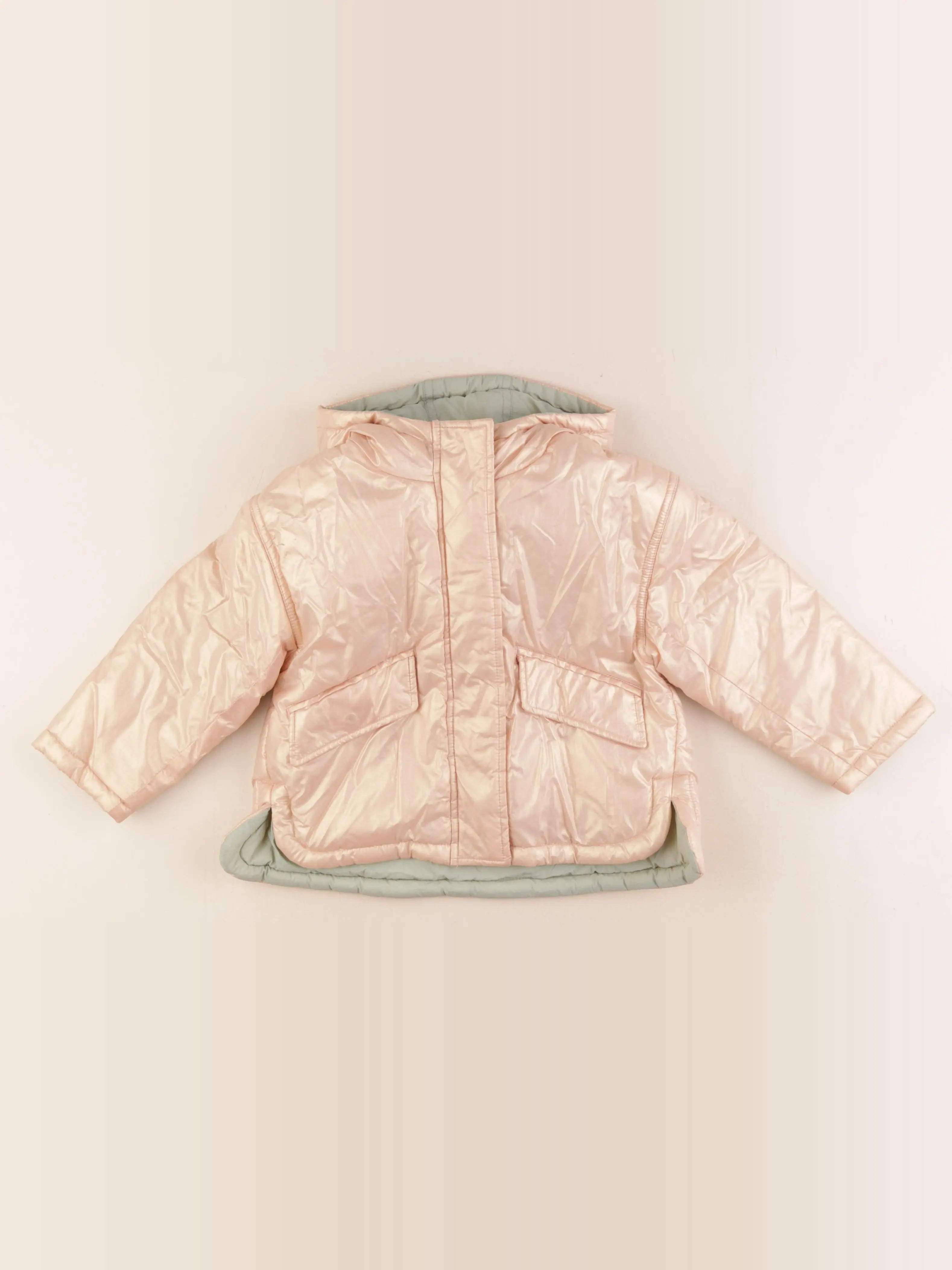 Vertbaudet - doudoune réversible rose, vert - 4 ans