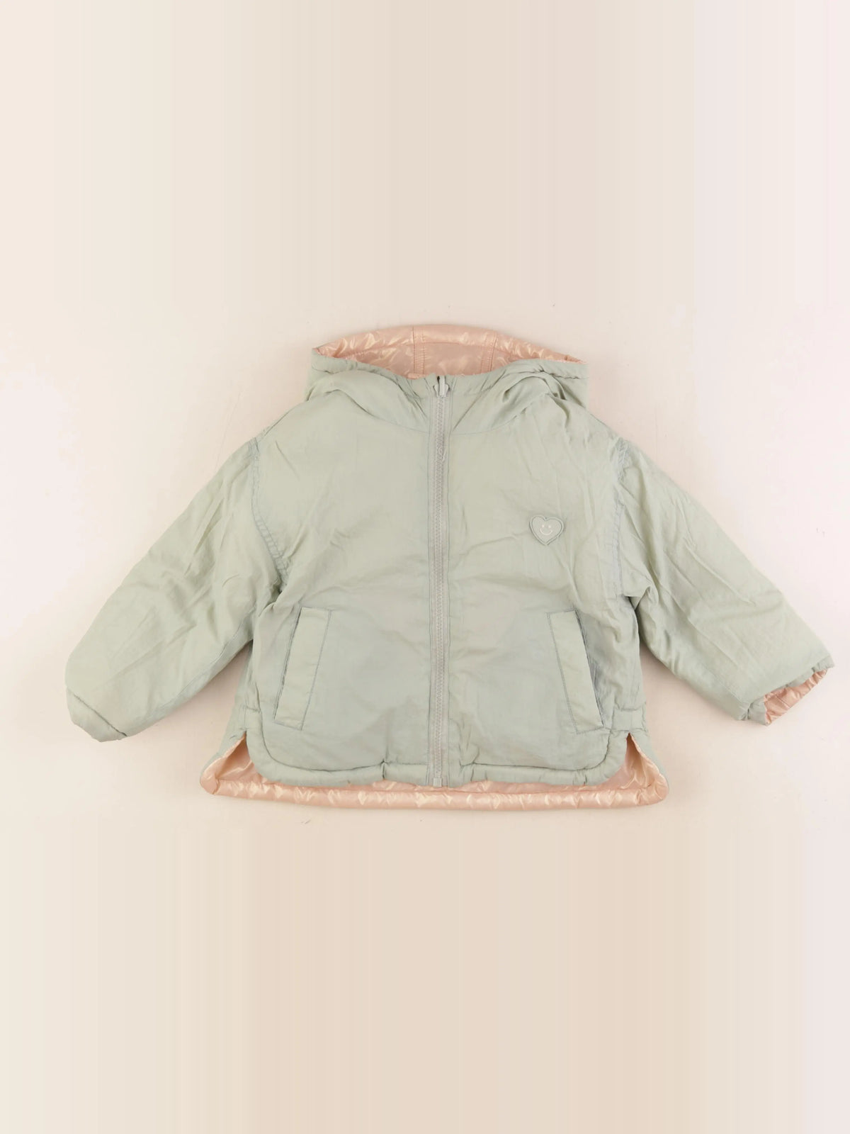 Vertbaudet - doudoune réversible rose, vert - 4 ans