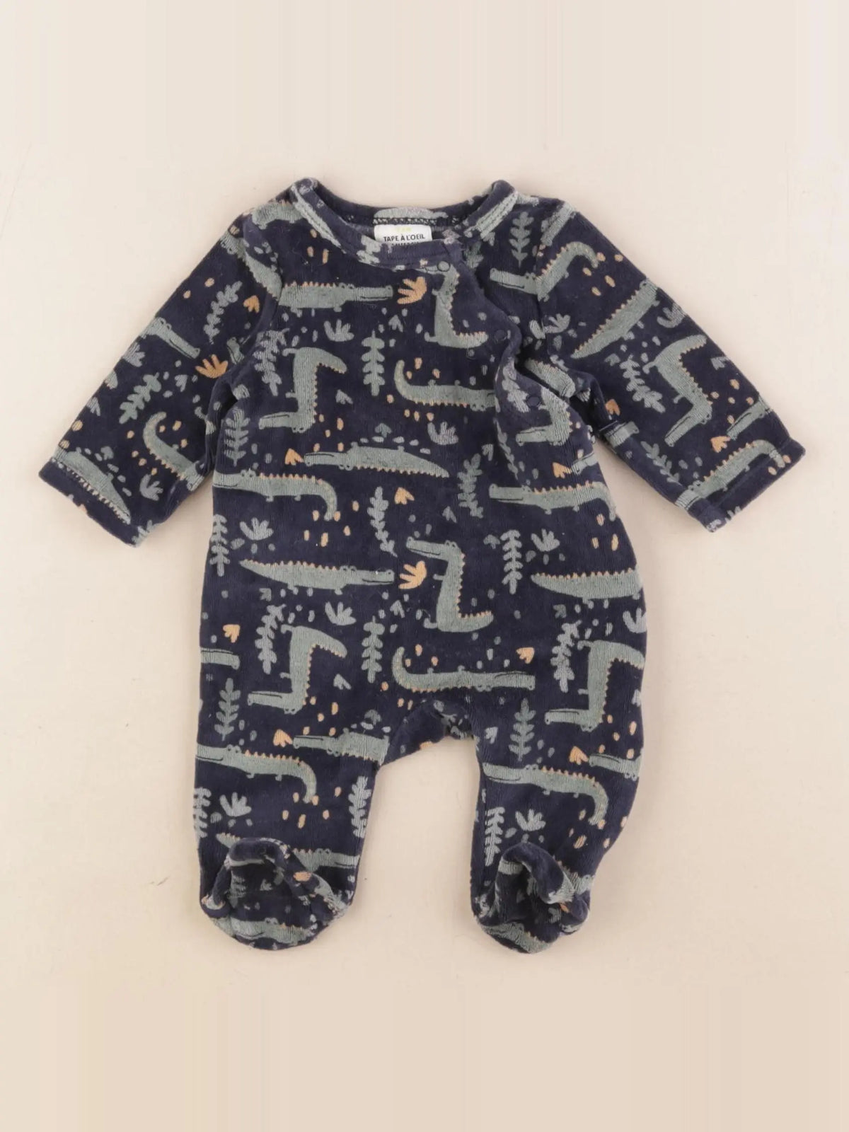 Tape à l'oeil - pyjama velours bleu - 1 mois