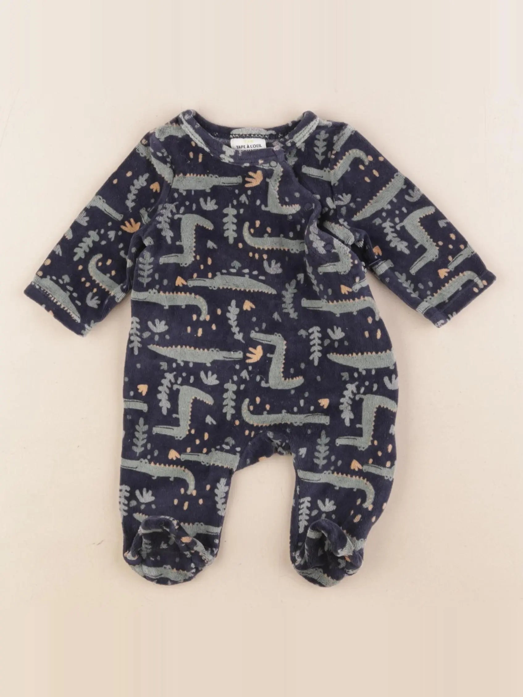 Tape à l'oeil - pyjama velours bleu - 1 mois