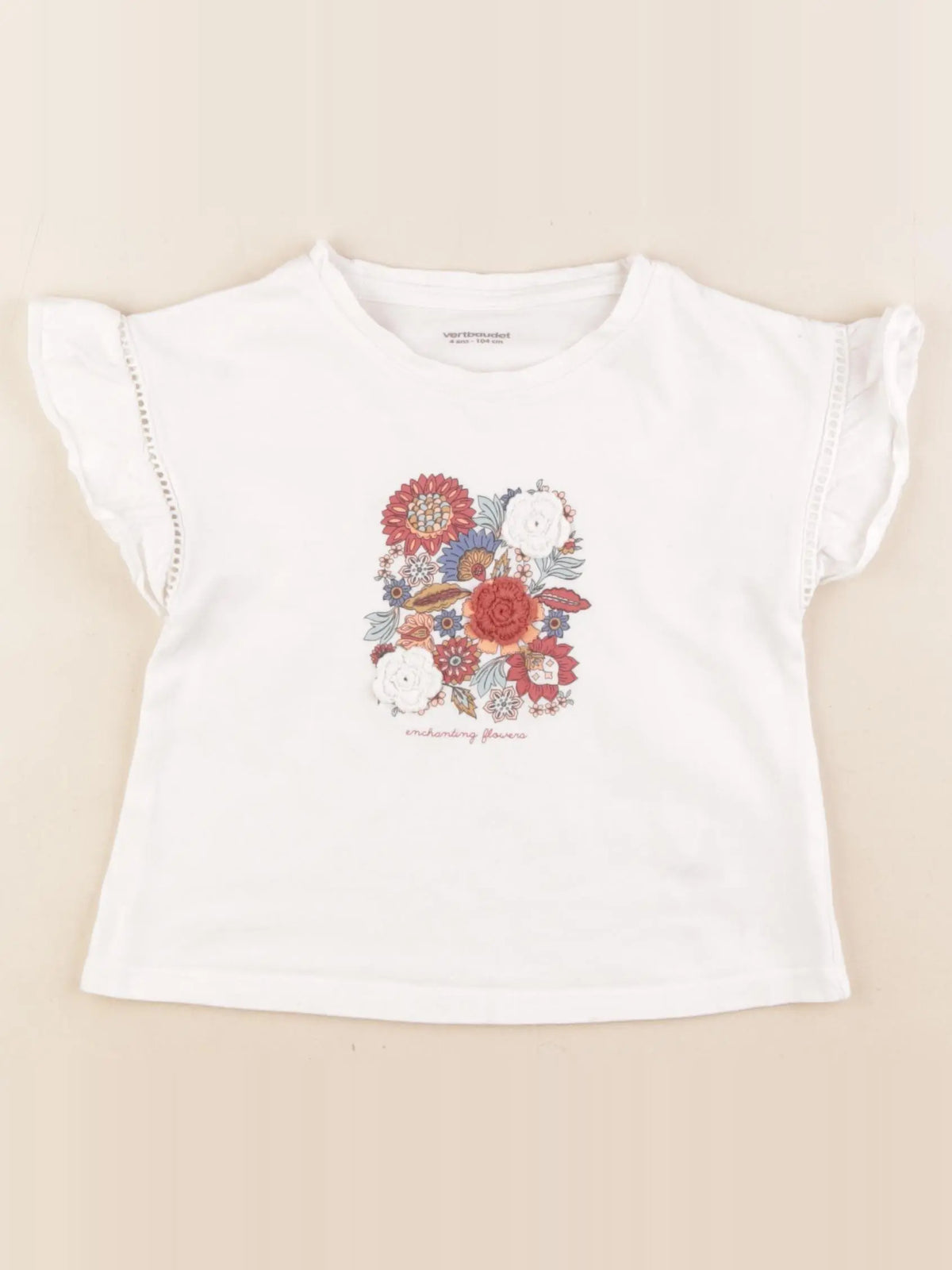 Vertbaudet - tee-shirt blanc - 4 ans