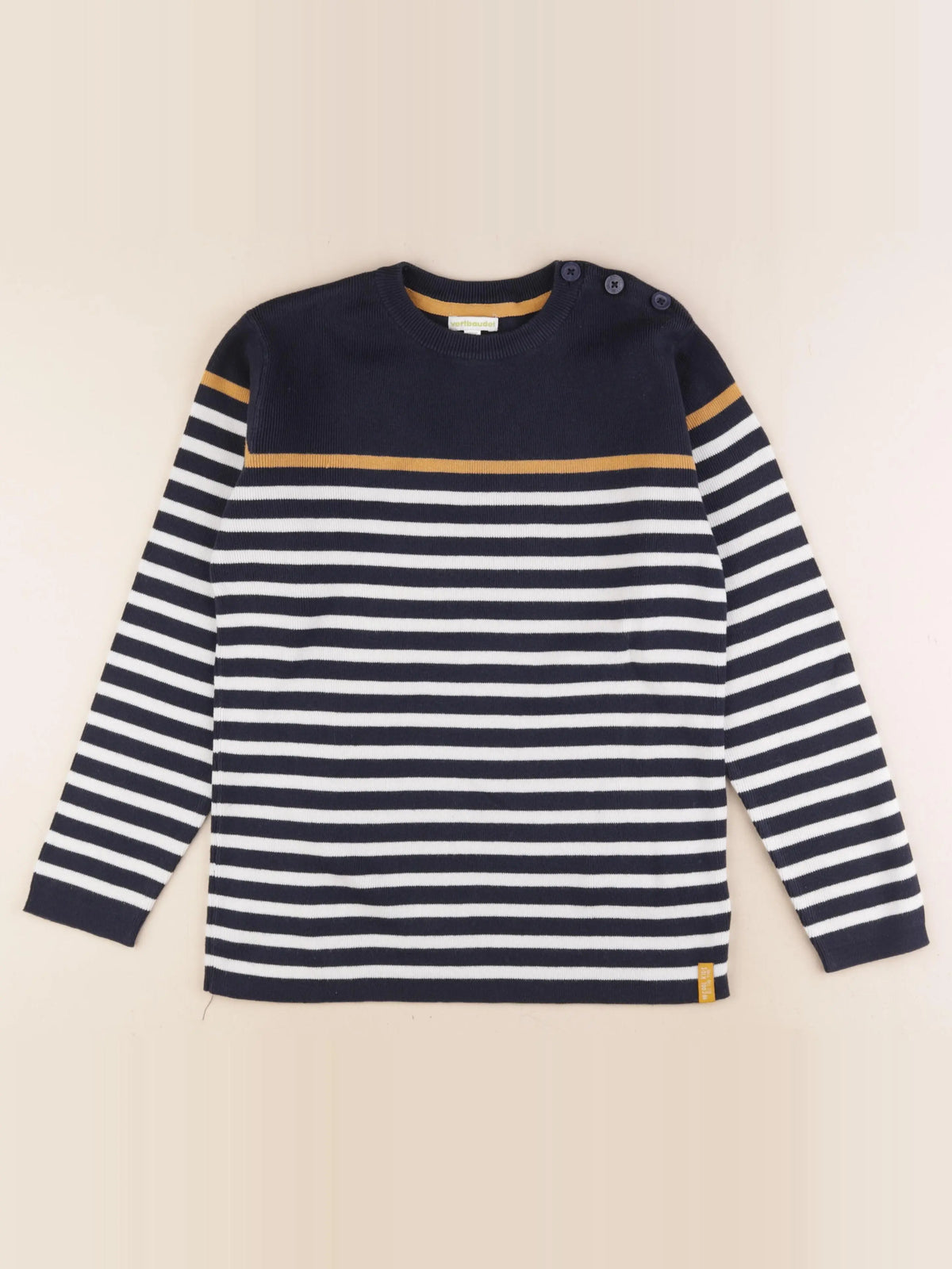 Vertbaudet - pull bleu, blanc - 12 ans