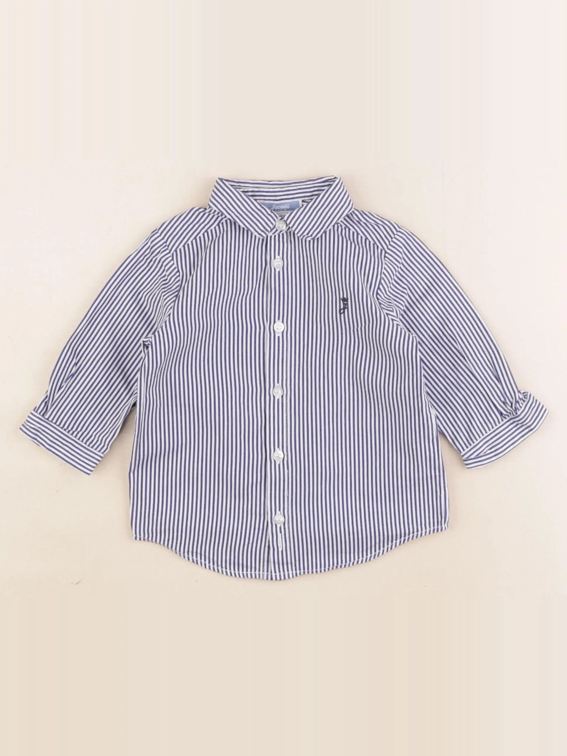 Jacadi - chemise blanc, bleu - 6 mois
