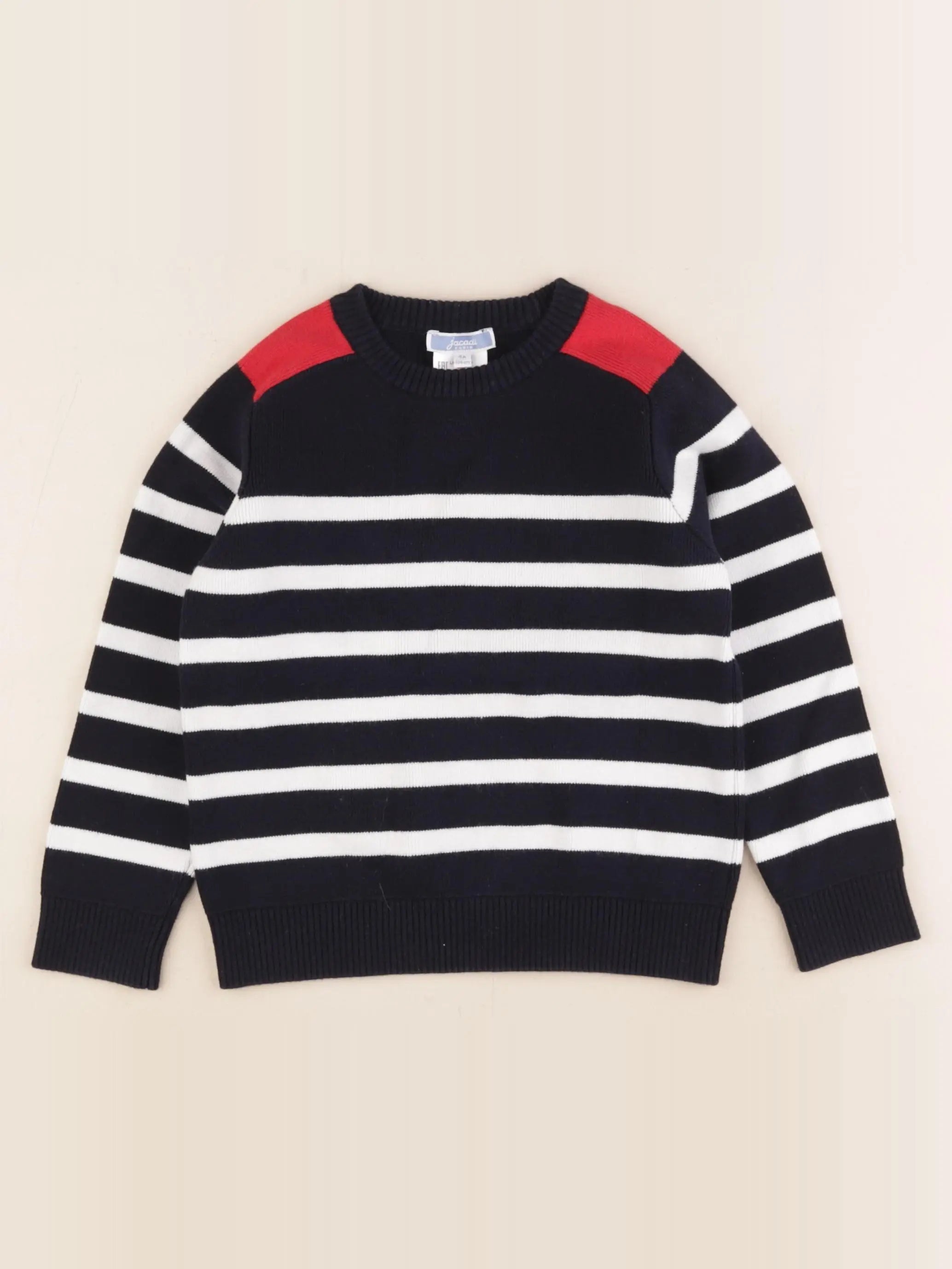 Jacadi - pull blanc, bleu - 4 ans