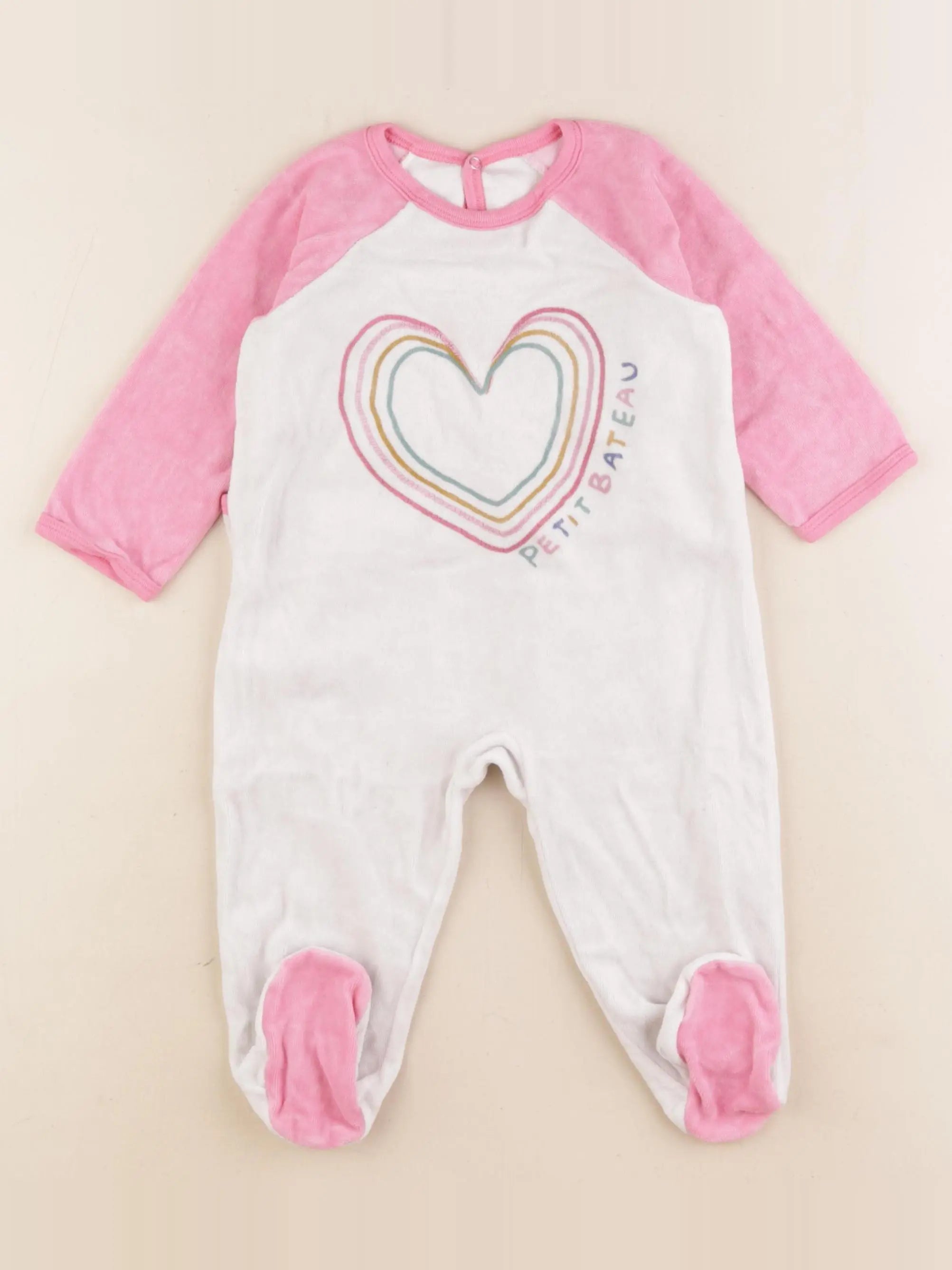Petit Bateau - pyjama velours rose - 12 mois