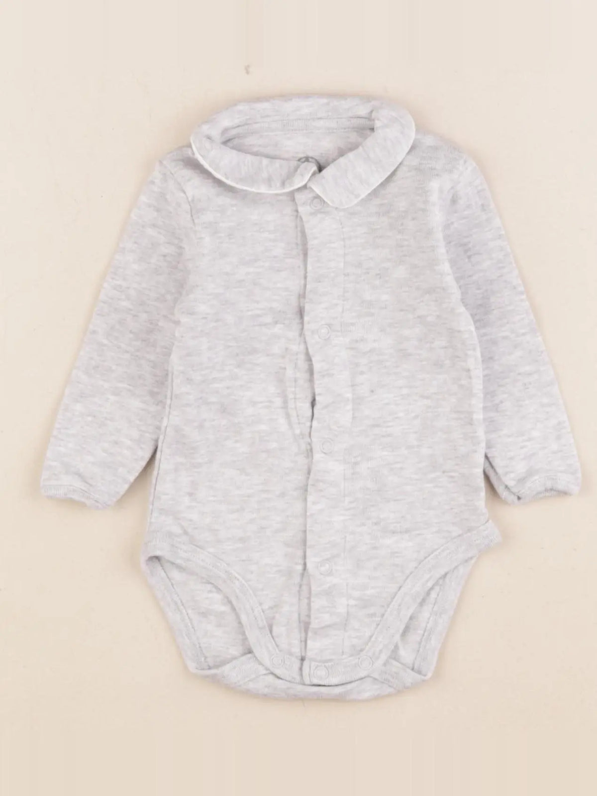 Petit Bateau - body à col gris - 3 mois