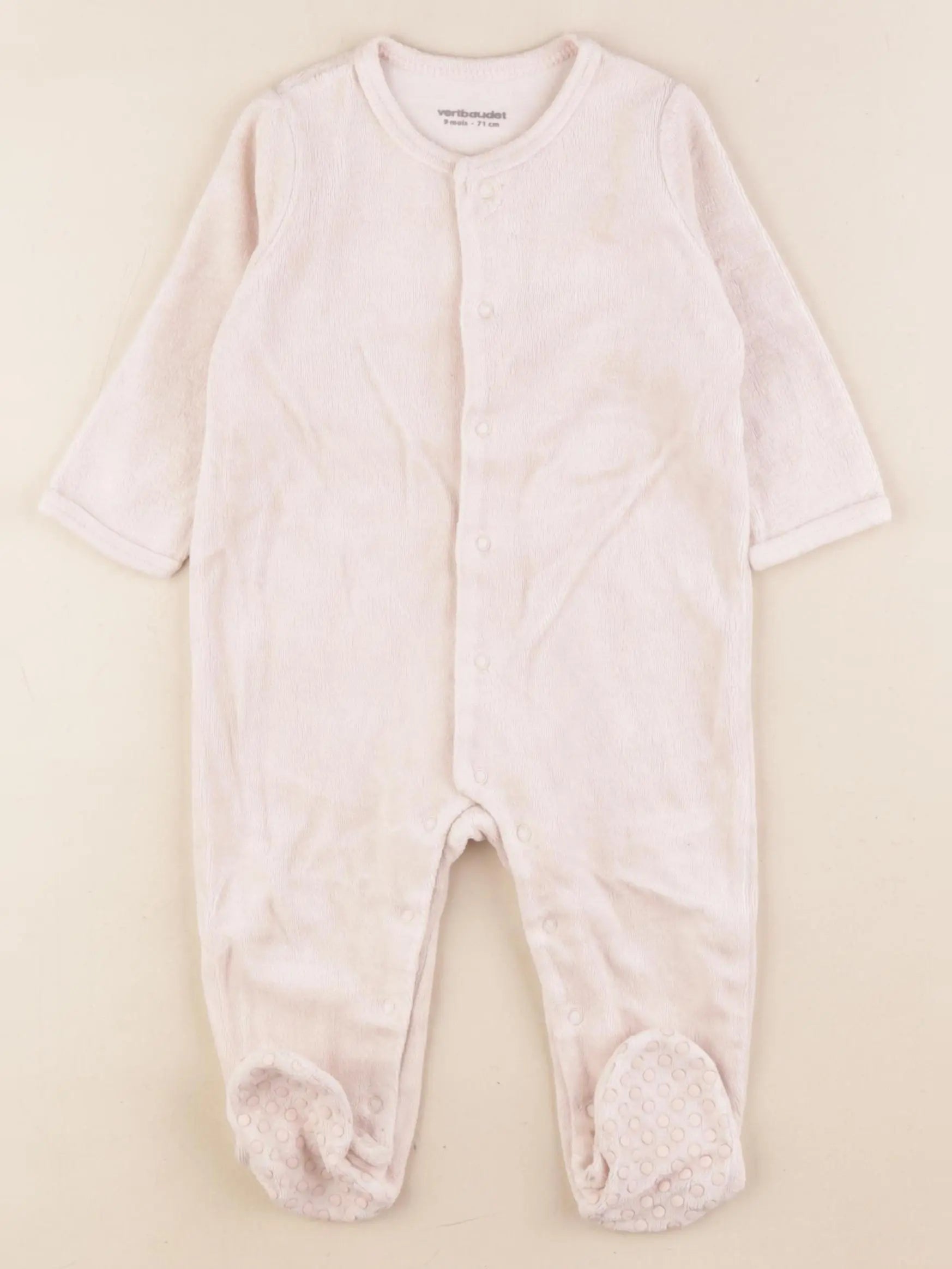 Vertbaudet - pyjama velours rose - 9 mois