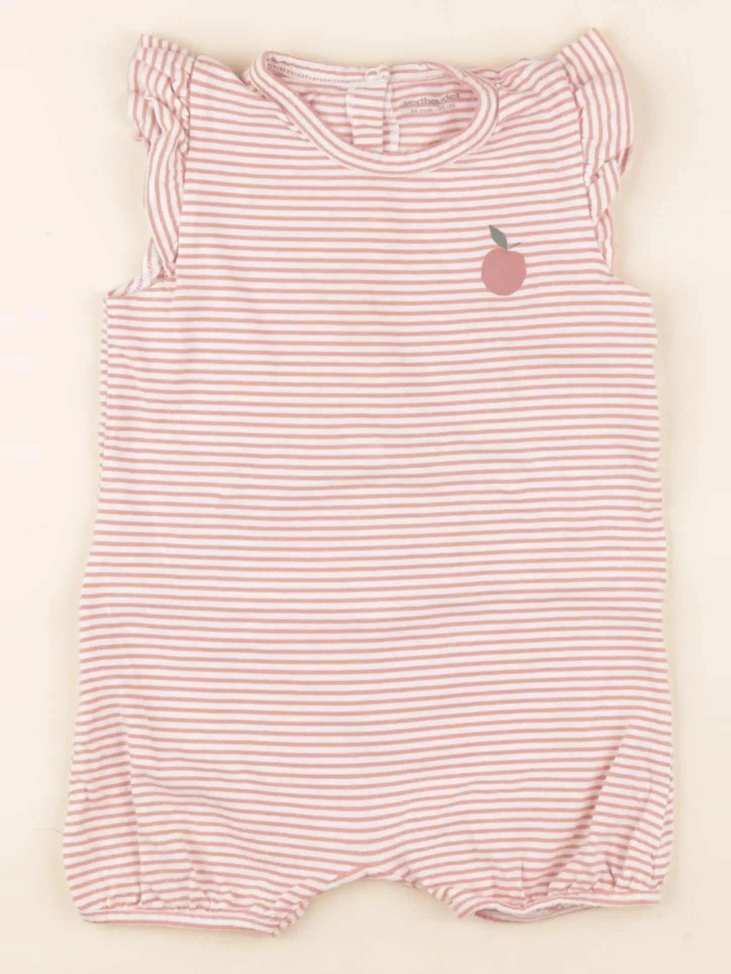 Vertbaudet - pyjama coton blanc, rose - 2 ans