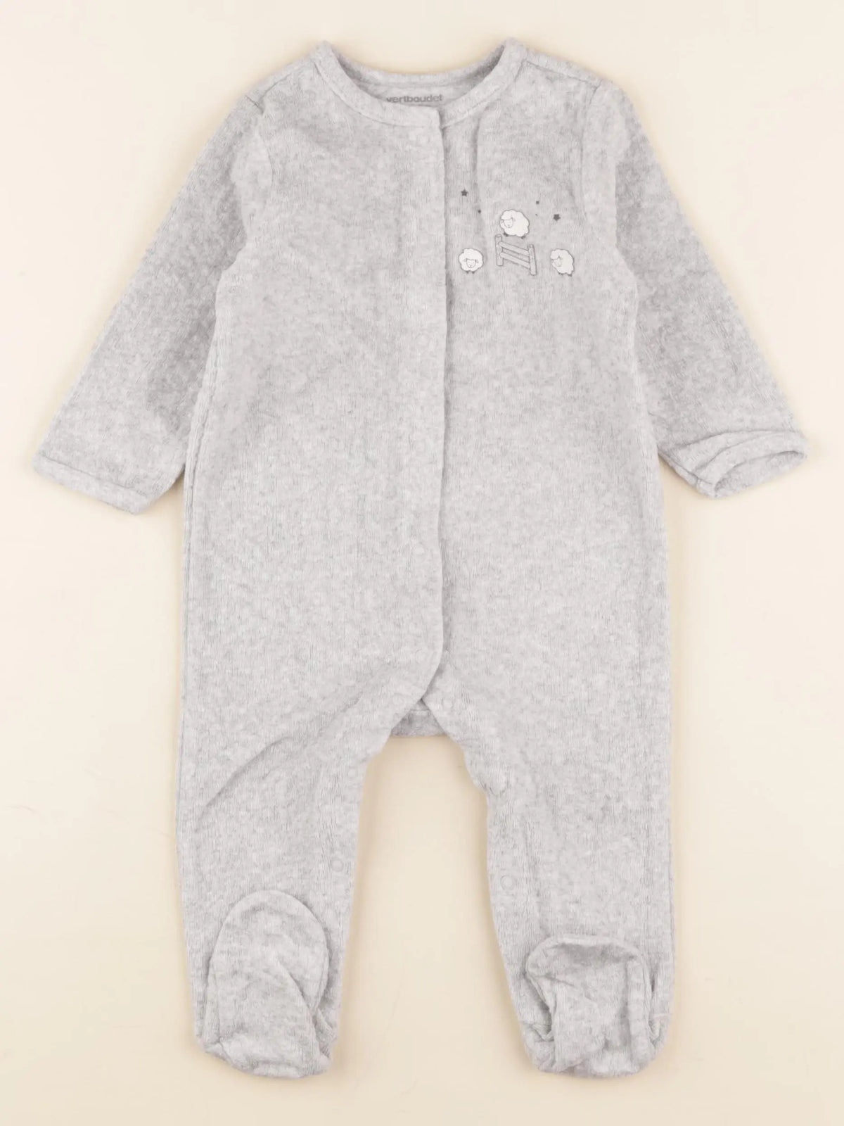 Vertbaudet - pyjama velours gris - 9 mois