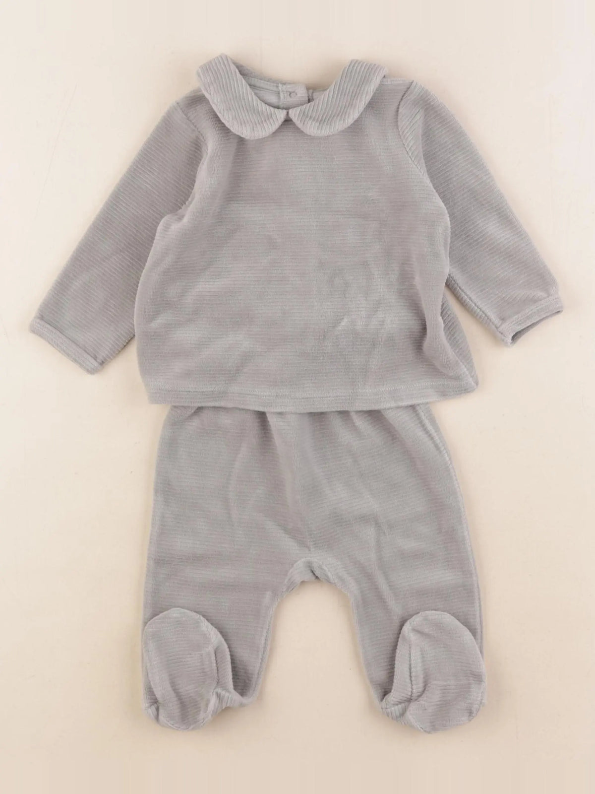 Vertbaudet - pyjama velours vert - 6 mois