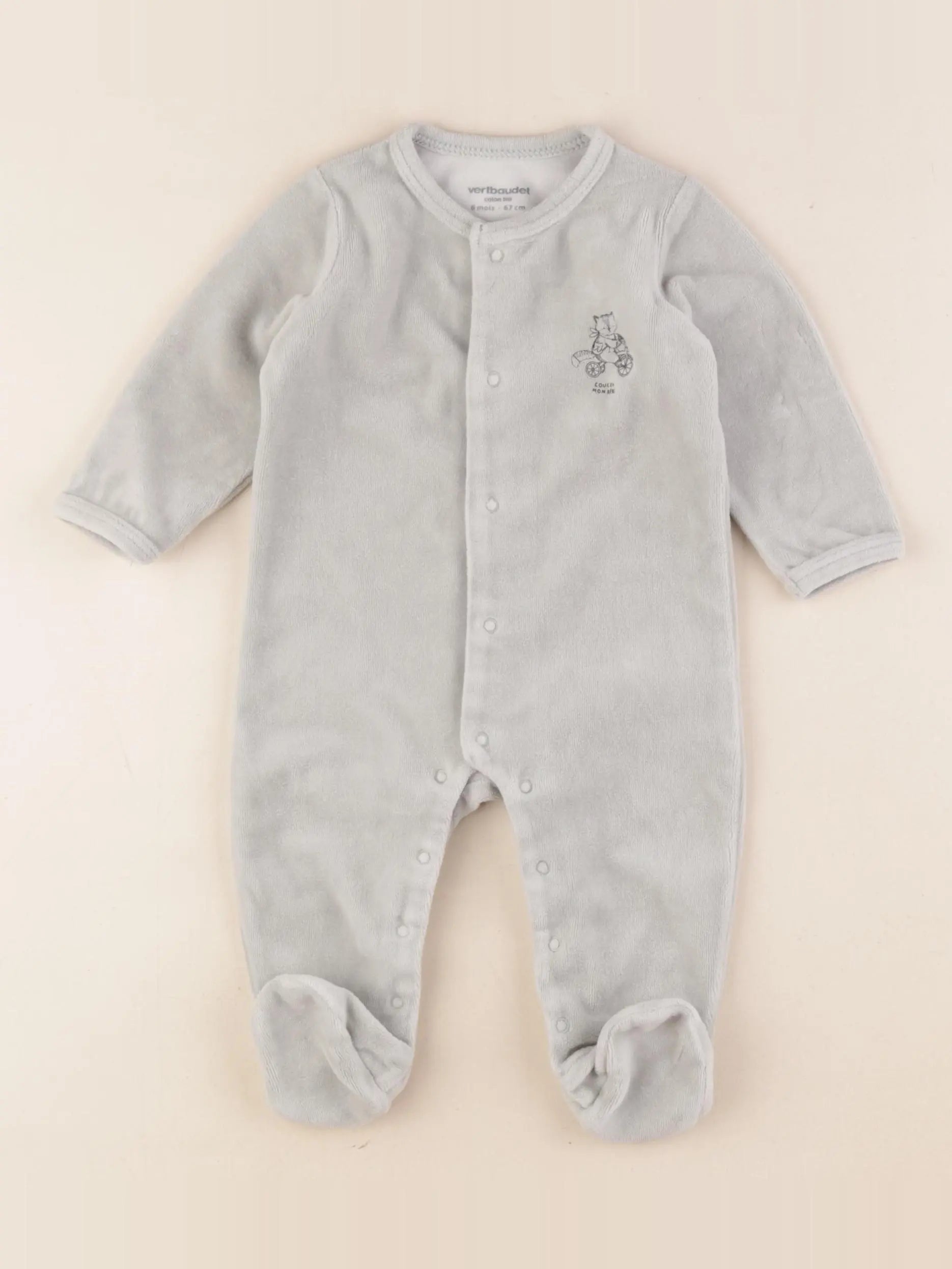 Vertbaudet - pyjama velours vert - 6 mois