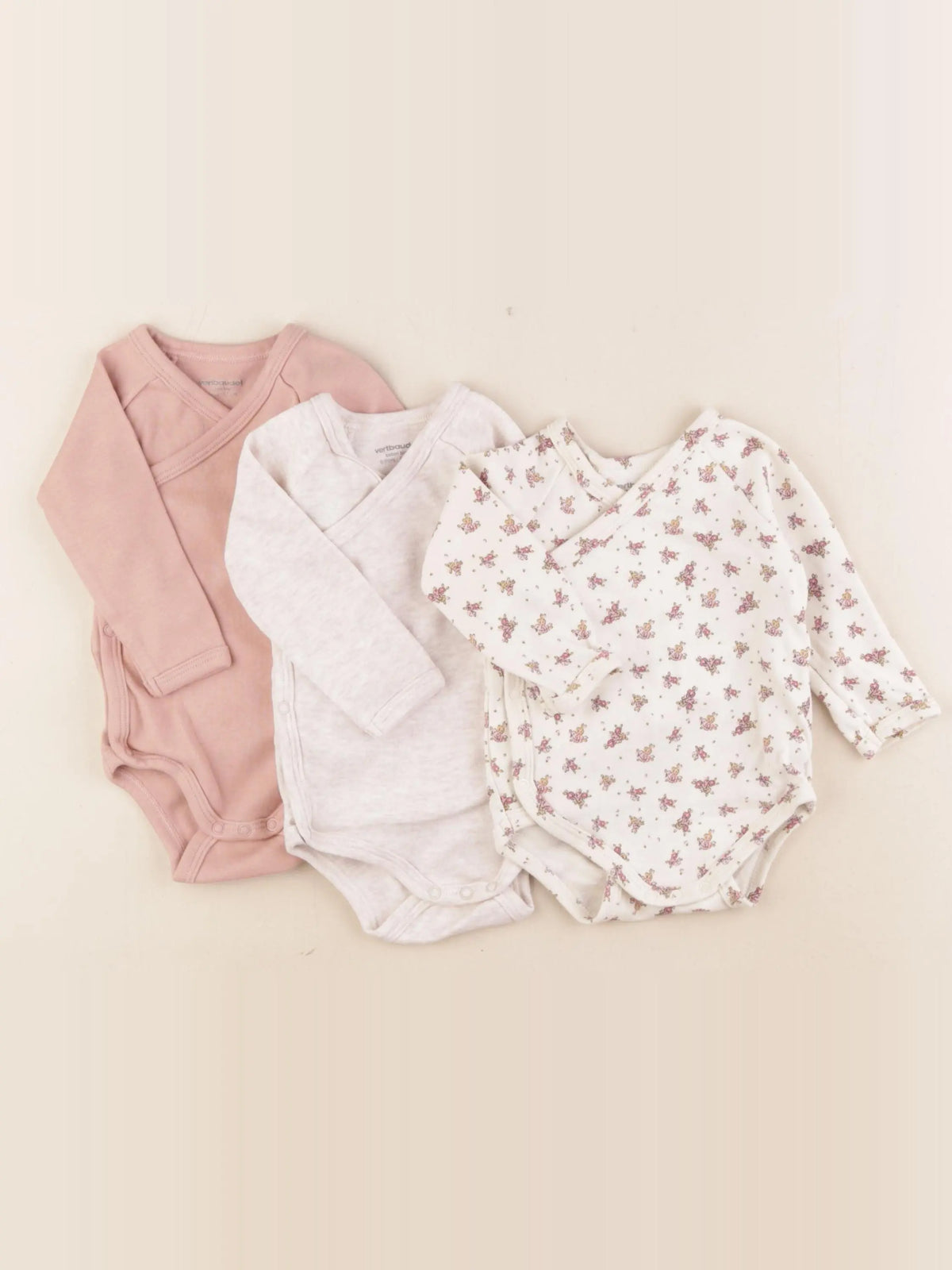 Vertbaudet - lot de 3 bodies en coton multicolore - 6 mois