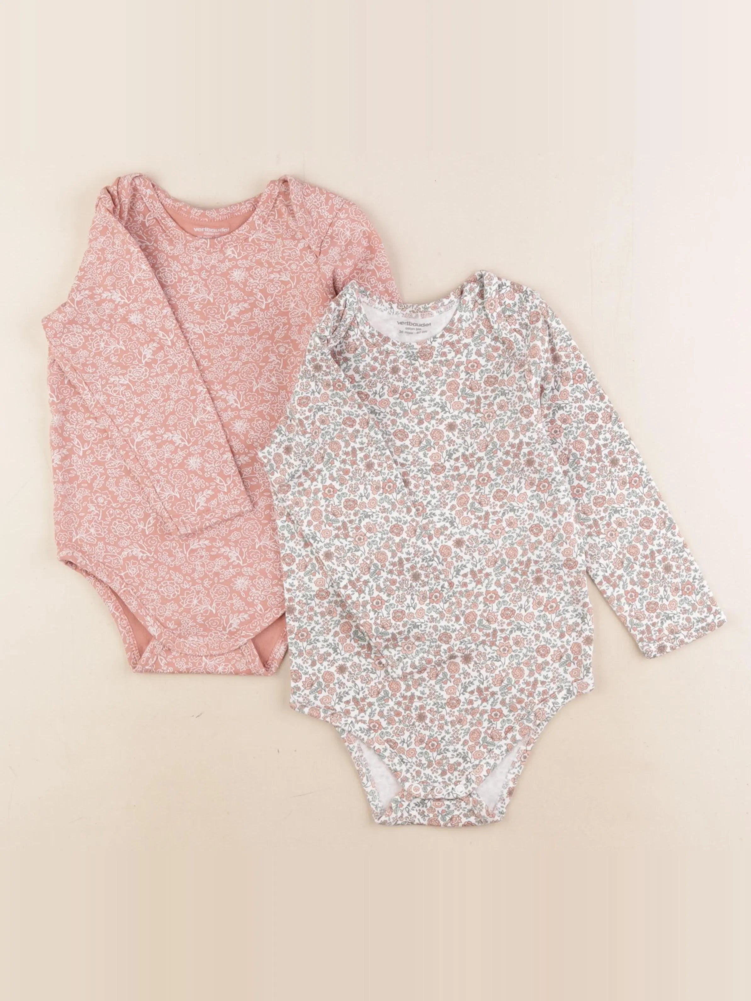 Vertbaudet - lot de 2 bodies en coton multicolore - 36 mois