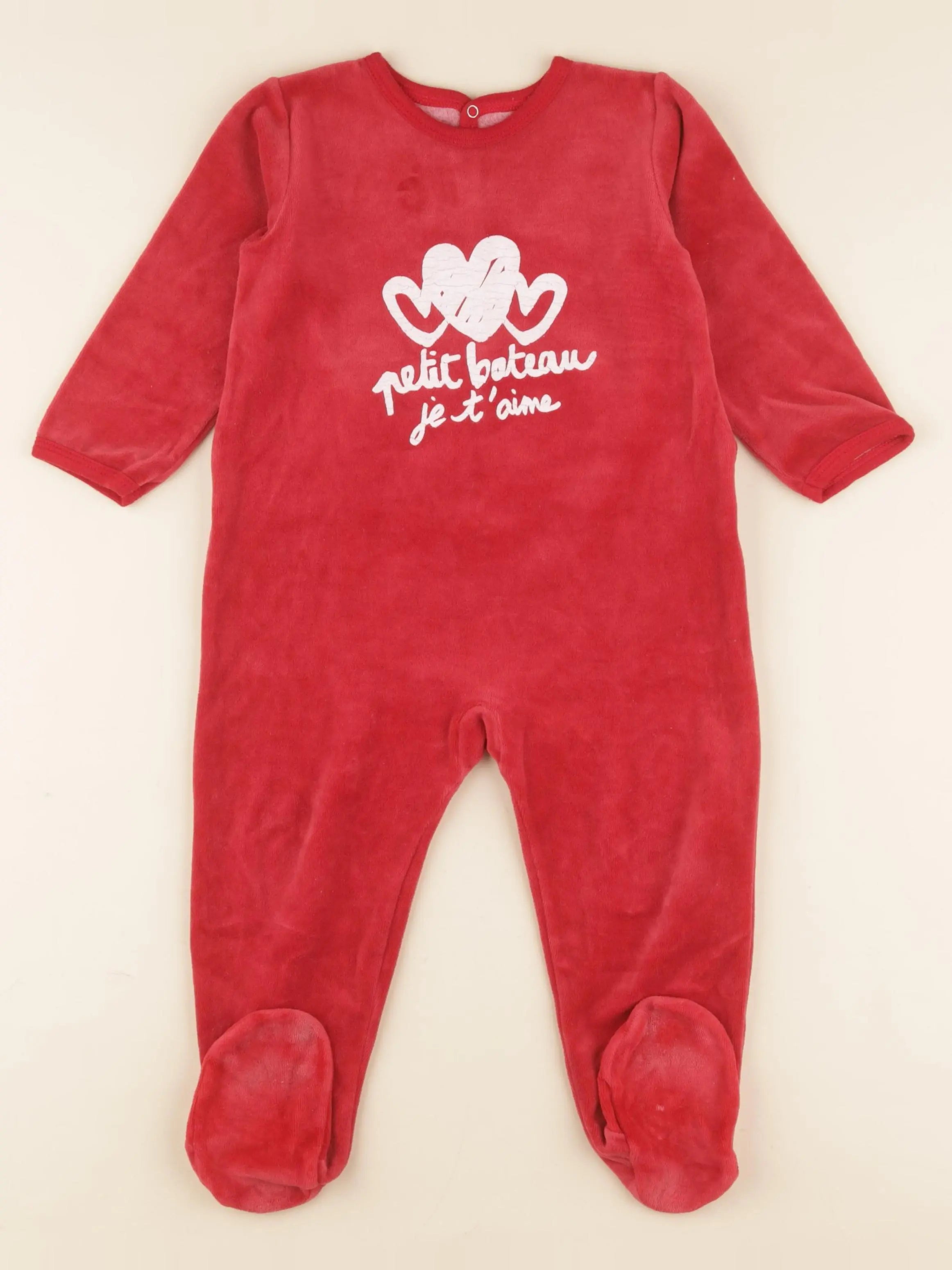 Petit Bateau - pyjama velours rouge - 24 mois