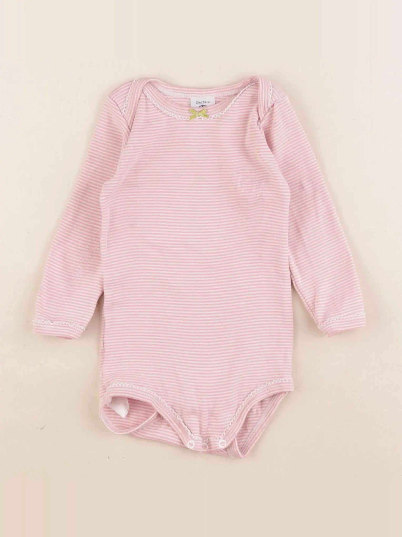 Petit Bateau - body rose - 12 mois