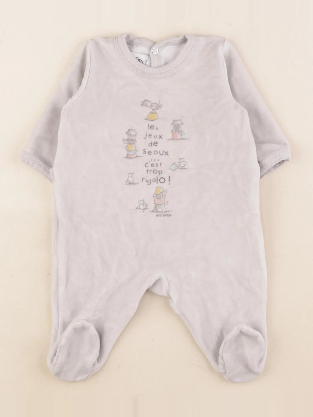 Petit Bateau - pyjama velours gris - 1 mois