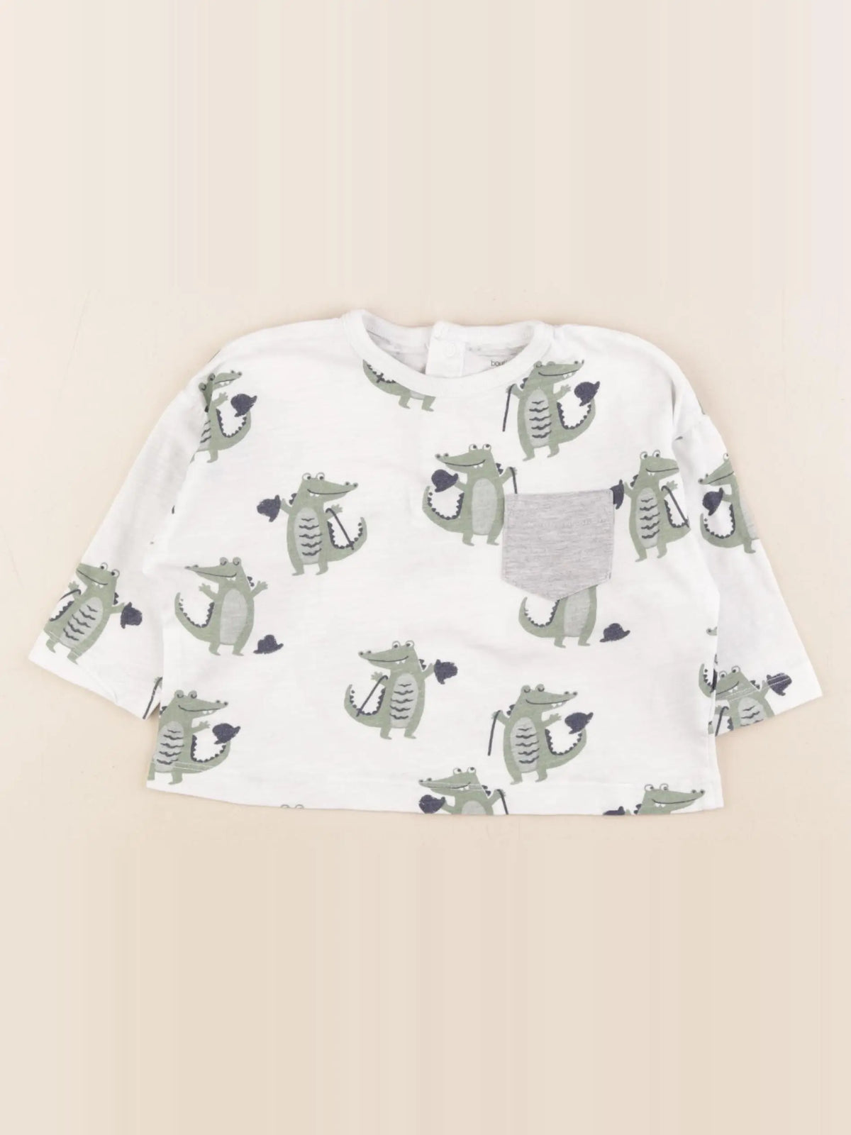 Boutchou - tee-shirt blanc, vert - 1 an