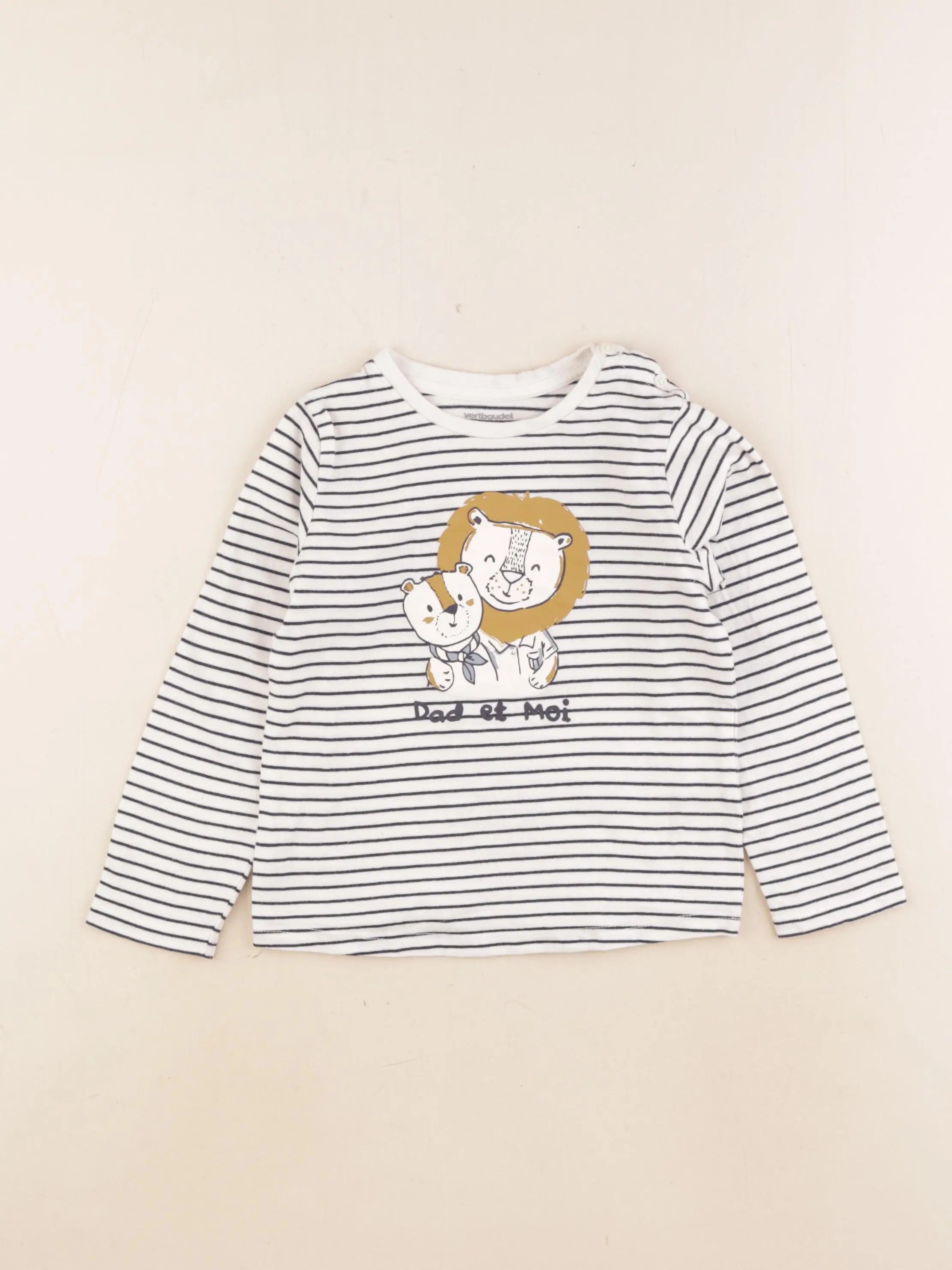 Vertbaudet - tee-shirt blanc, bleu - 36 mois