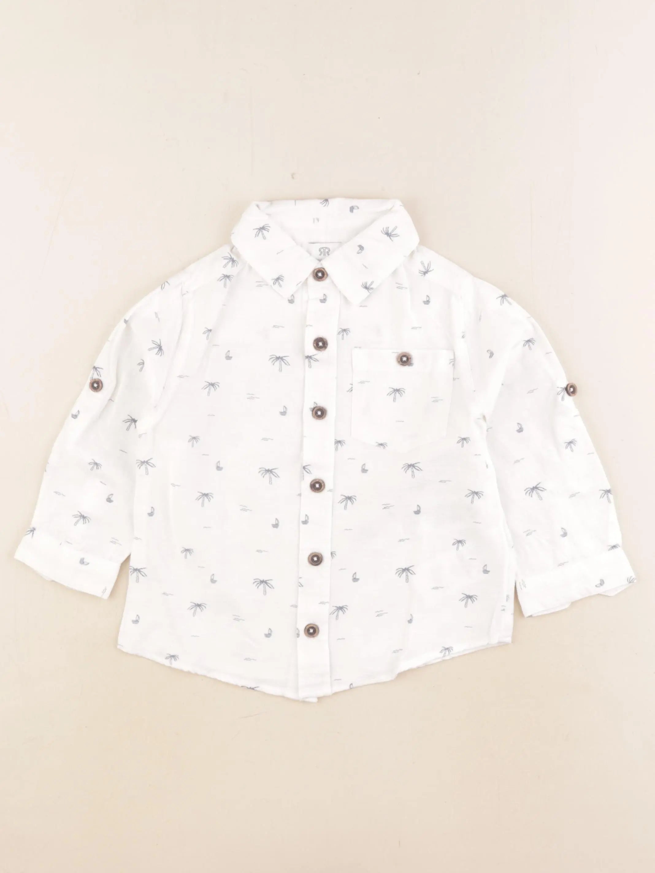 La Redoute - chemise blanc, bleu - 2 ans