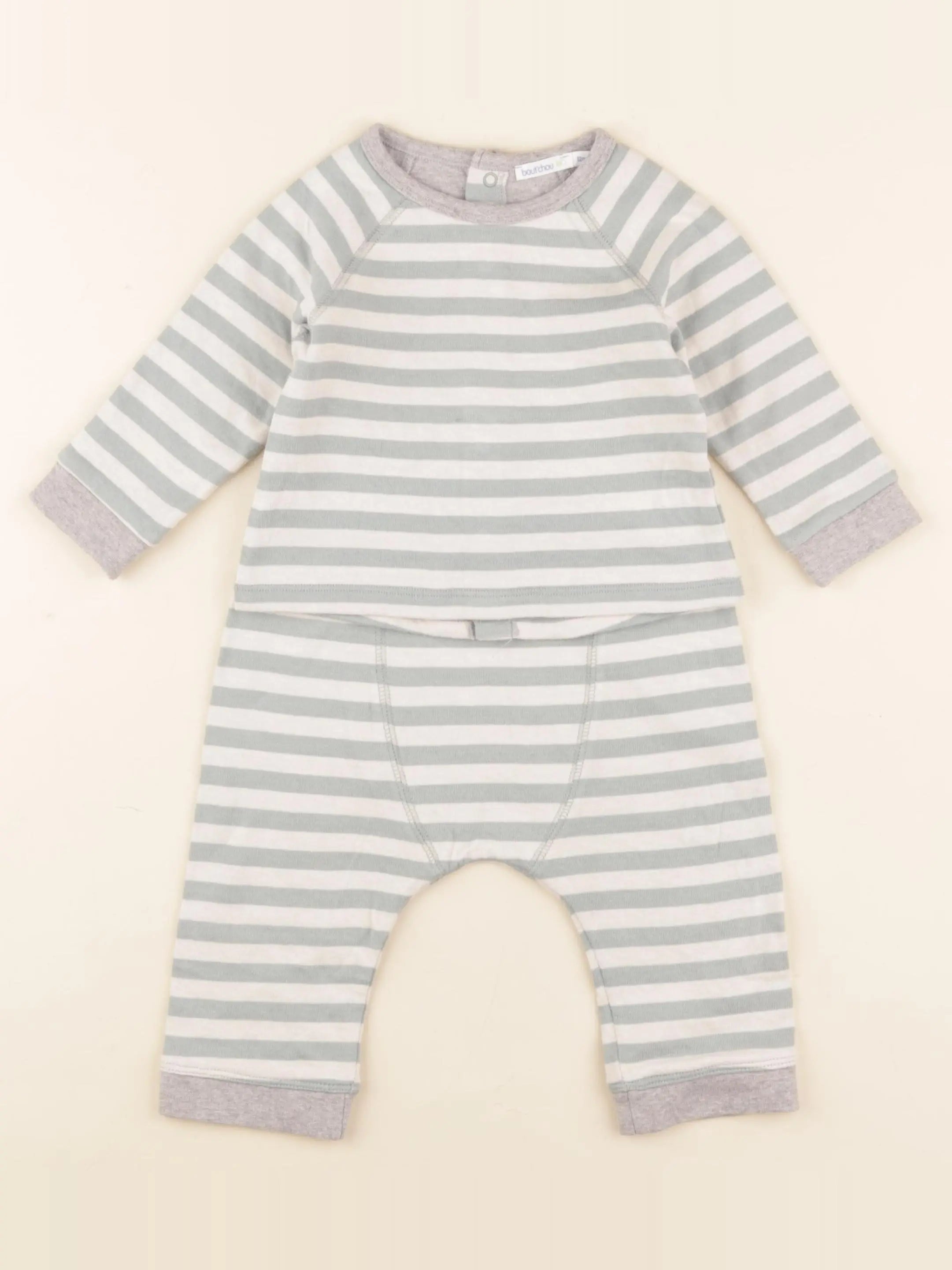 Boutchou - ensemble beige, bleu - 1 an