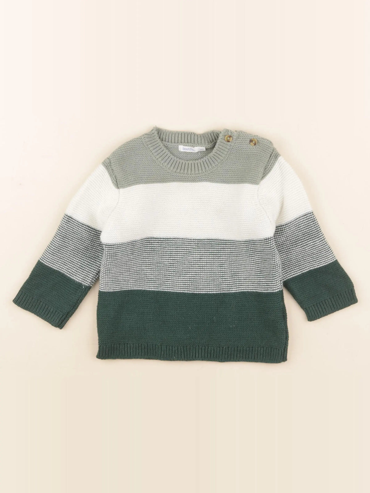 Boutchou - pull blanc, vert - 1 an