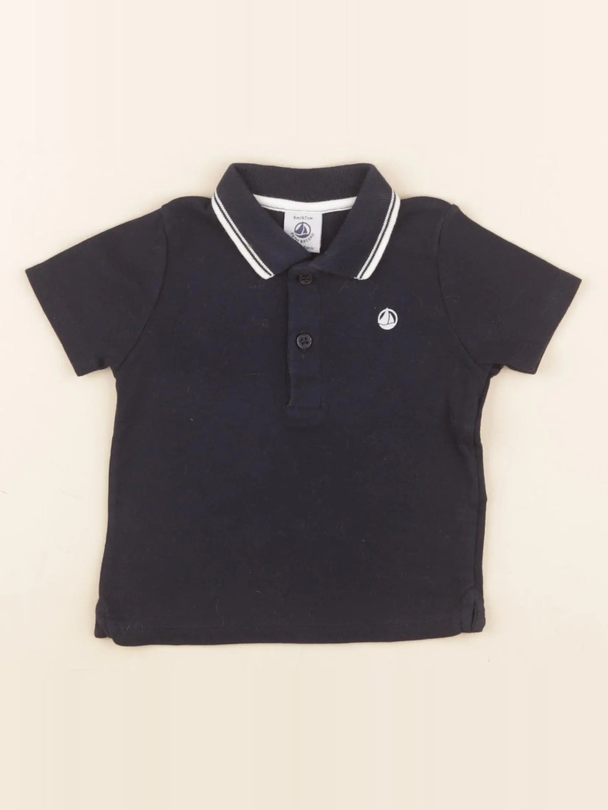Petit Bateau - polo bleu - 6 mois