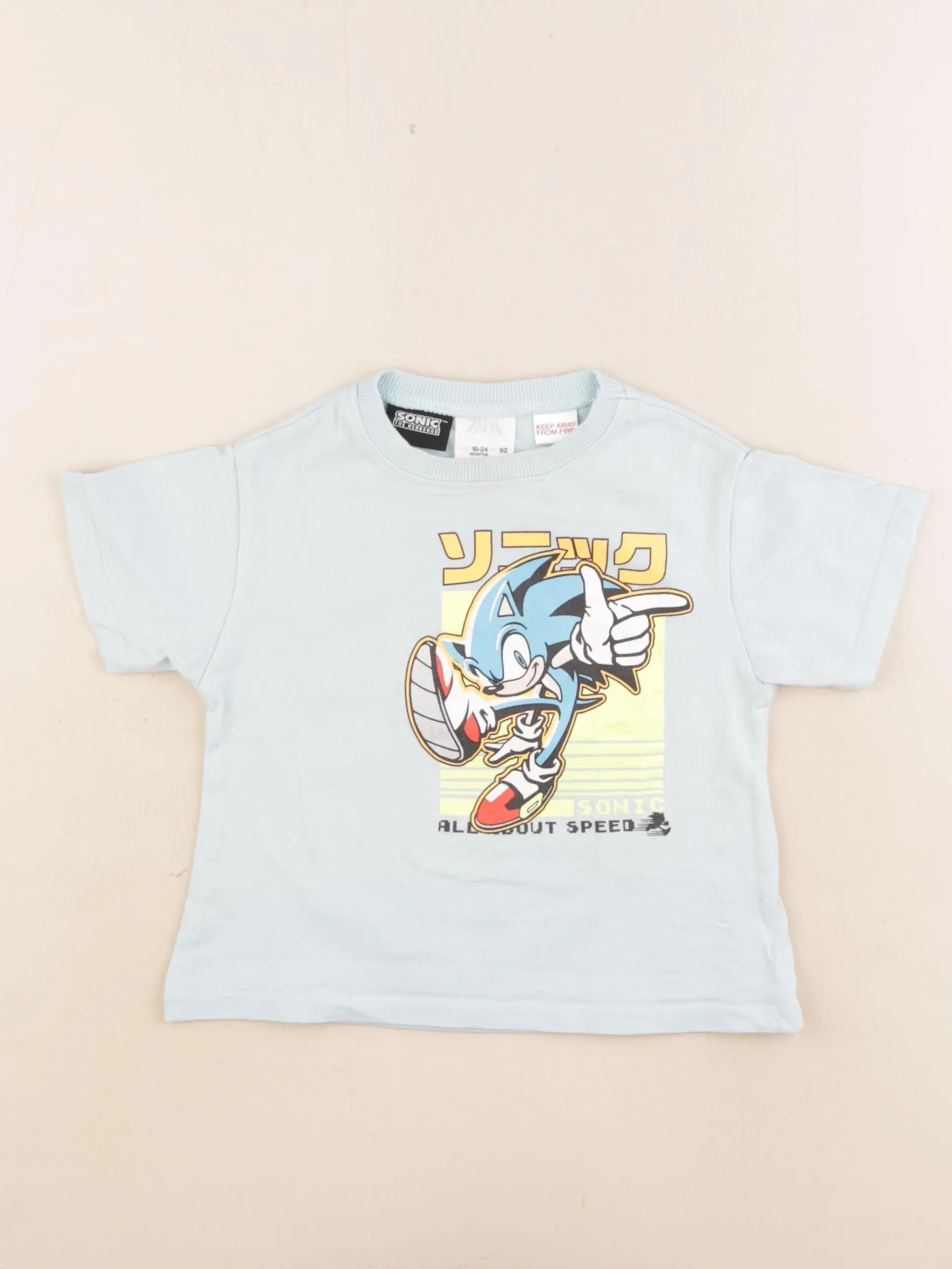 Zara - tee-shirt imprimé au dos bleu - 18/24 mois
