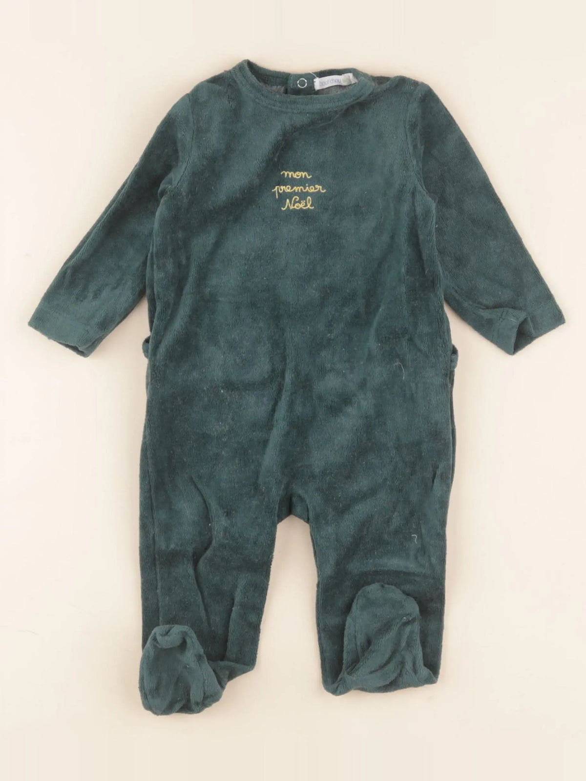 Boutchou - pyjama velours vert, or - 6 mois