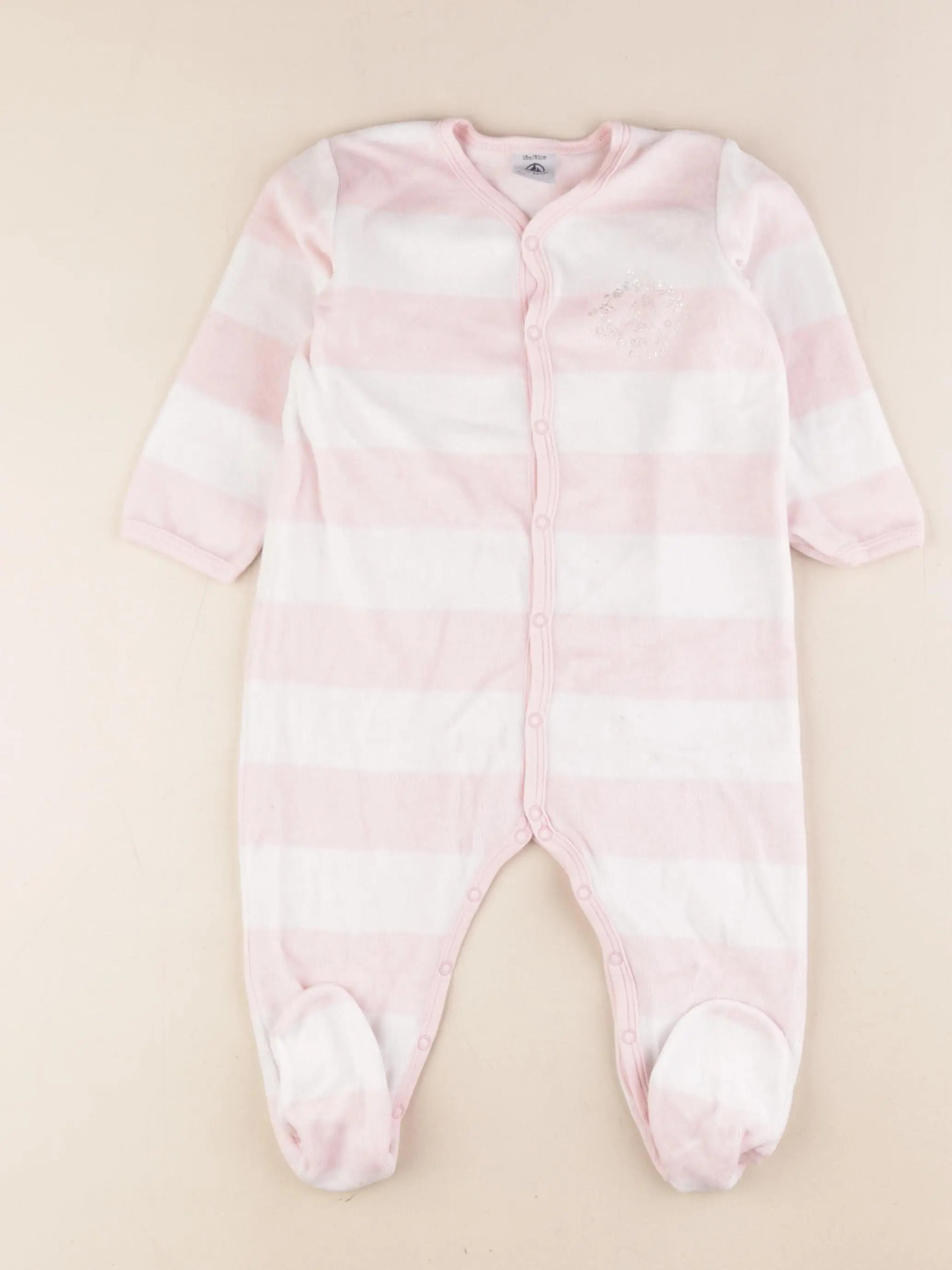 Petit Bateau - pyjama velours rose - 18 mois