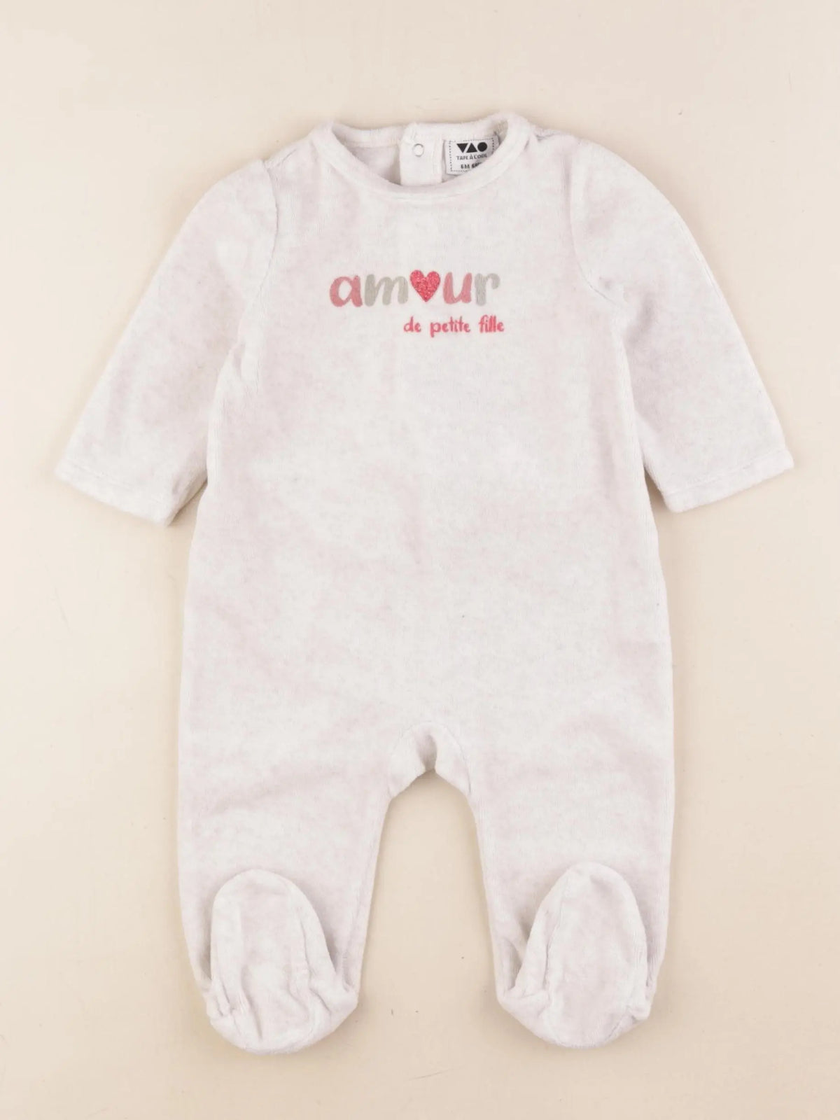 Tape à l'oeil - pyjama velours marron, rose - 6 mois